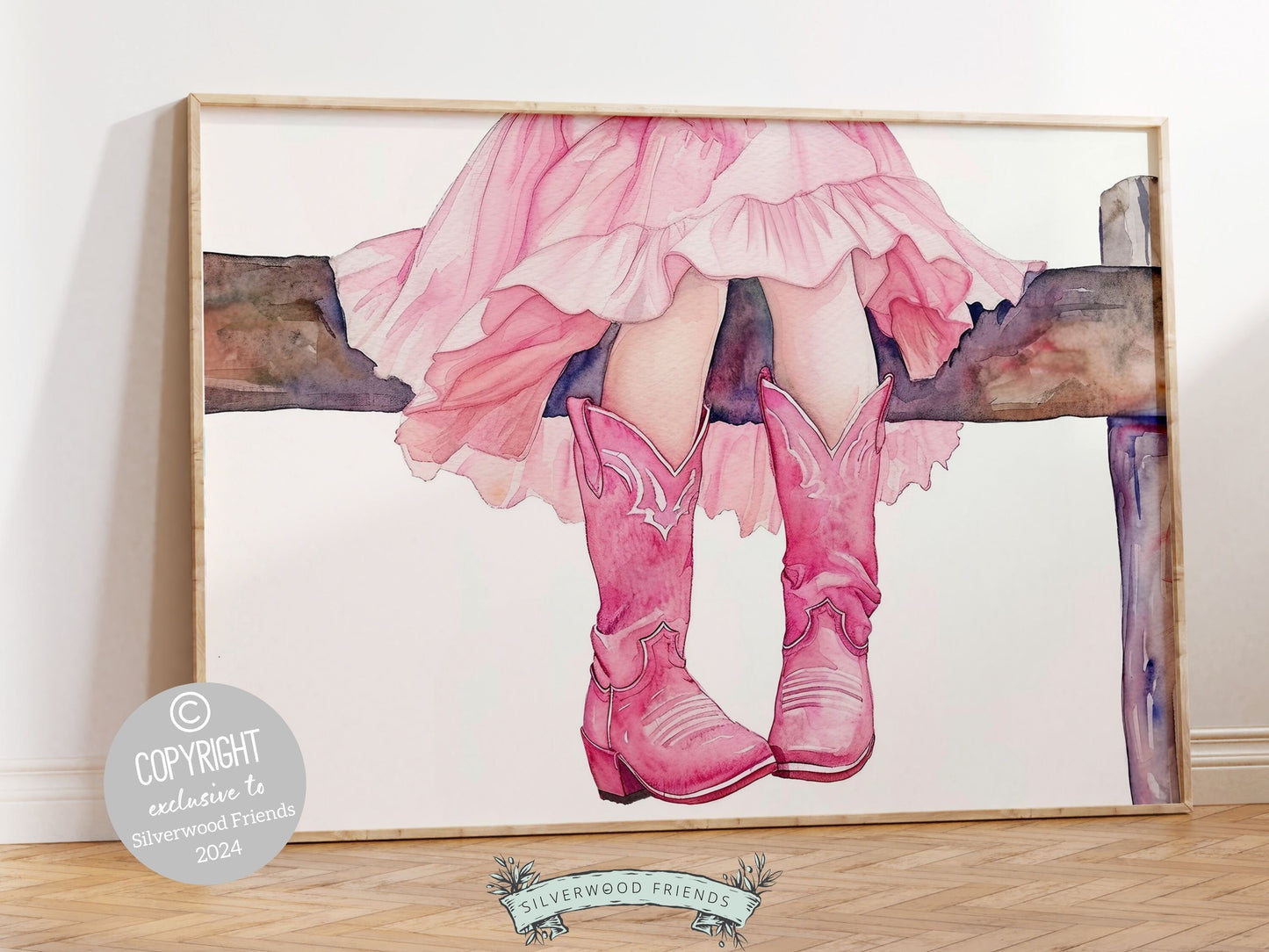 Delightful watercolor digital print. Our gorgeous artwork effortlessly enhances your cowgirl themed decor, making it perfect for your little ones space or as a heartfelt gift for horse riding enthusiasts.
