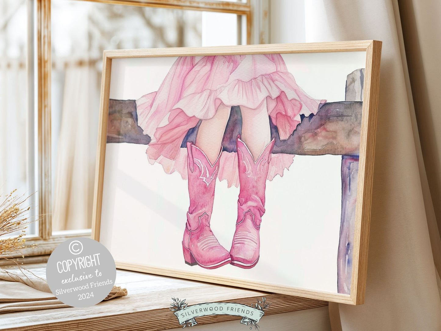 Cowgirl Nursery Print, Cowgirl Nursery Decor, Trendy Girl Western Room Wall Decor, Girl Horse Riding Picture Pink Cowgirl Boot Digital Print