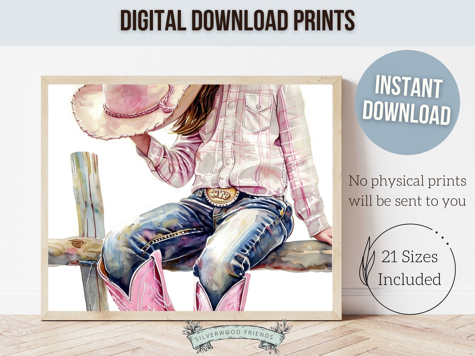 Pink Cowgirl Print, Cowgirl Nursery Decor, Trendy Girl Western Room Wall Decor, Girl Horse Riding Picture, Preppy Dorm Room Digital Print