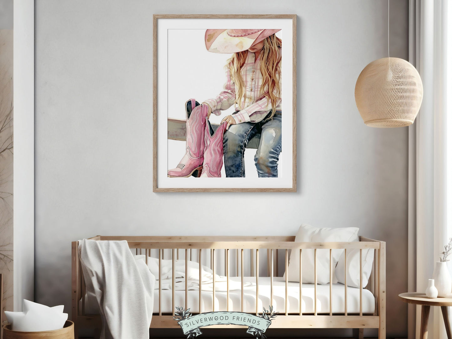 Cowgirl Nursery Print, Cowgirl Nursery Decor, Baby Girl Western Nursery Decor, Girl Horse Riding Picture, Little Girl Bedroom Digital Print