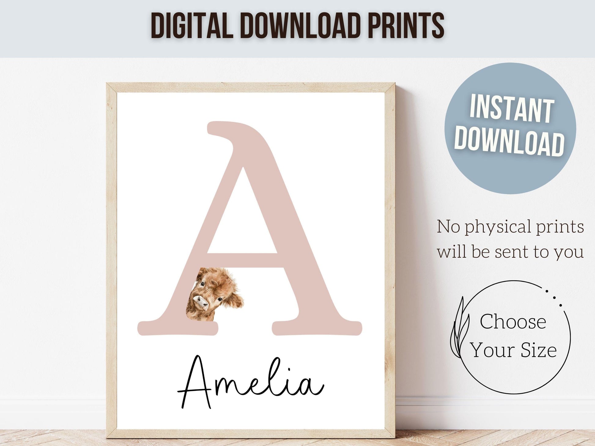 Peeking Highland Cow Nursery Print, Highland Cow Nursery Decor, Highland Cow Gift Kids Farm Bedroom Wall Decor, Watercolor Cow Digital Print