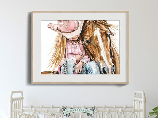 Cowgirl Nursery Print, Cowgirl Nursery Decor, Baby Girl Western Nursery Decor, Girls Horse Riding Equestrian Nursery Wall Art Digital Print