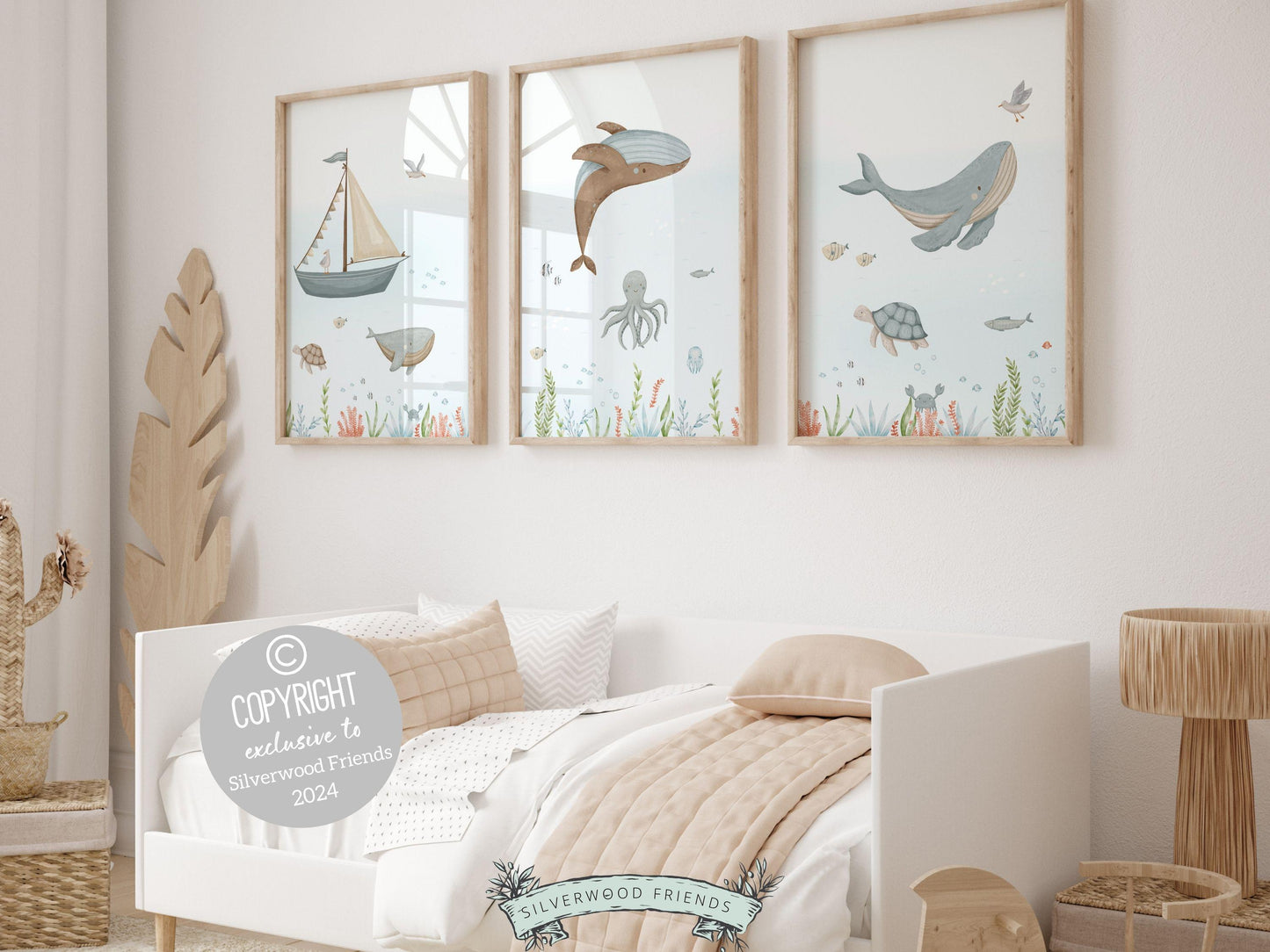 Our Set of 3 Whale Nursery Prints will spark their imagination and is the perfect addition to your nautical nursery decor or ocean theme nursery. Our digital prints also make a unique under the sea baby shower gift that will be treasured!