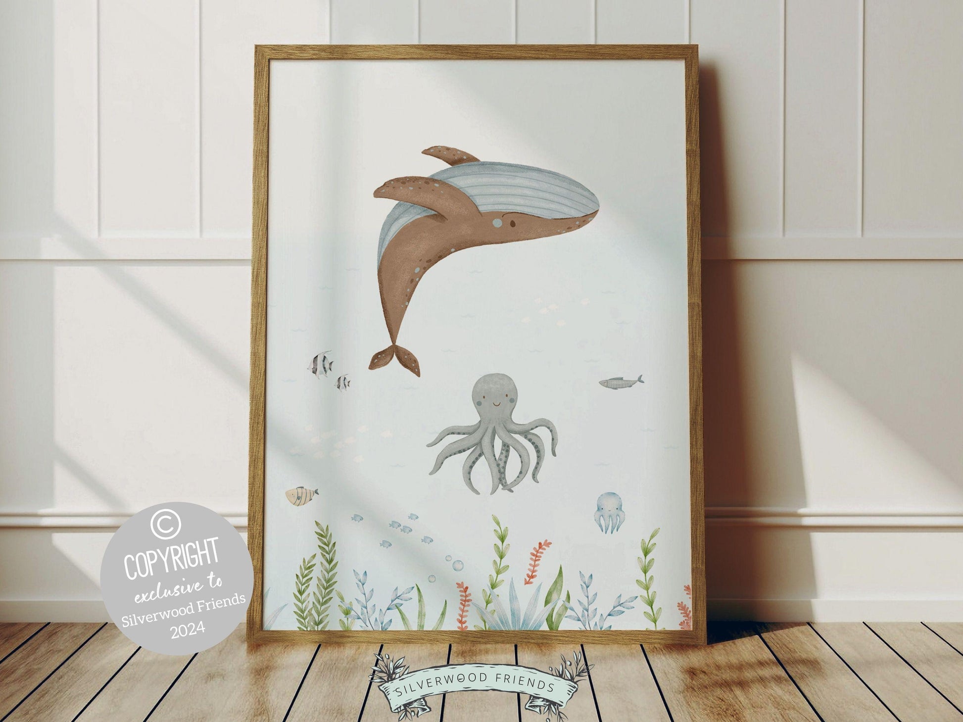 Set of 3 Whale Nursery Prints, Nautical Ocean Nursery Decor, Baby Boy Boat Nursery Wall Art, Kids Room Under The Sea Nursery Digital Print