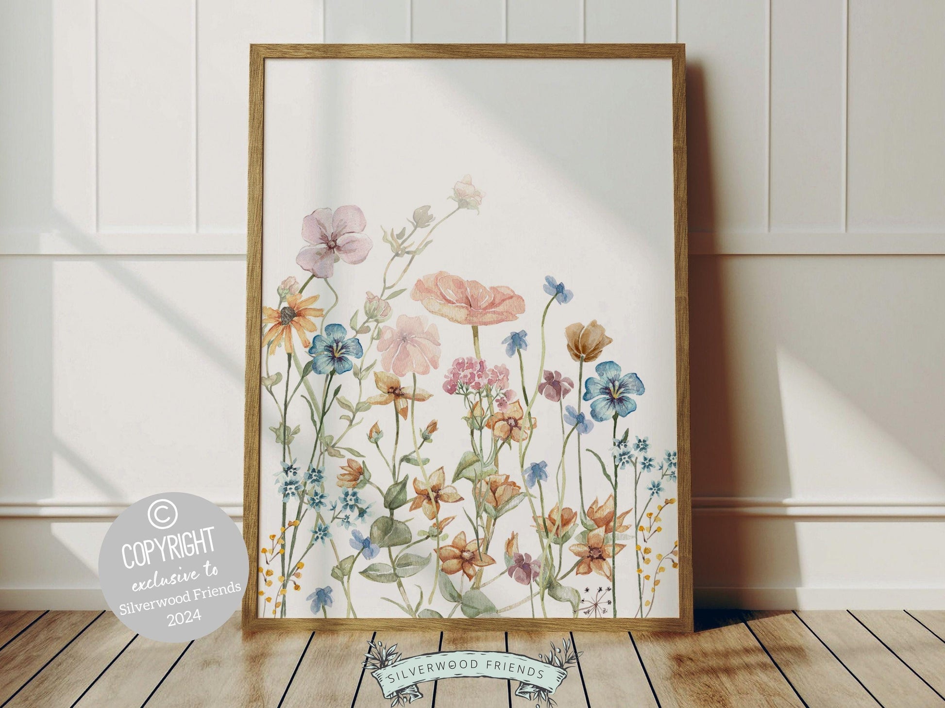 Wildflower Nursery Prints, Baby Girl Floral Name Nursery Wall Art, Wildflower Nursery Decor, Baby Girl Boho Wildflower Nursery Digital Print