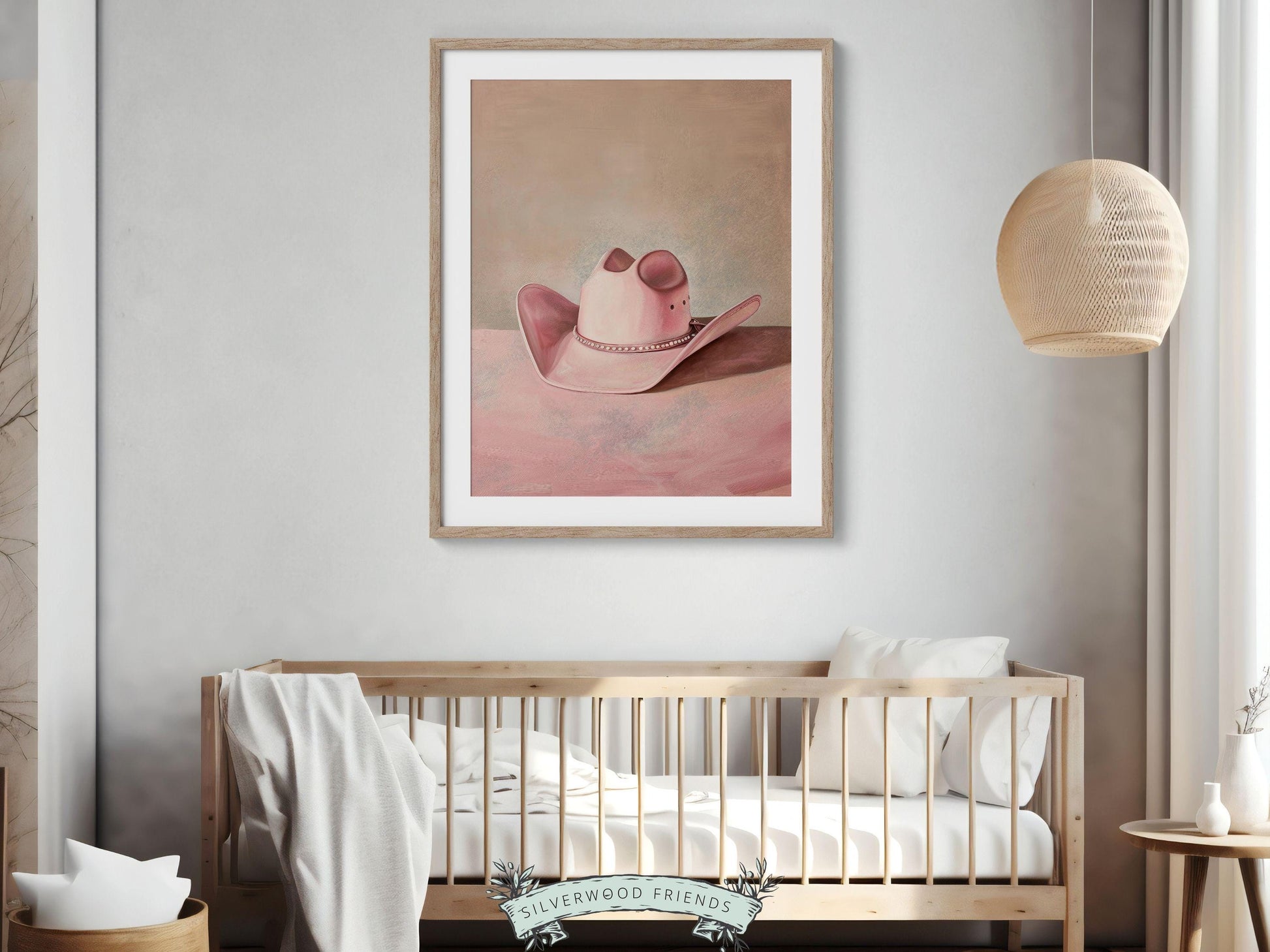 Pink Cowgirl Hat Print, Coastal Cowgirl Print, Country Western Decor, Trendy Dorm Room Wall Decor Preppy Teen Girl Room Poster Digital Print