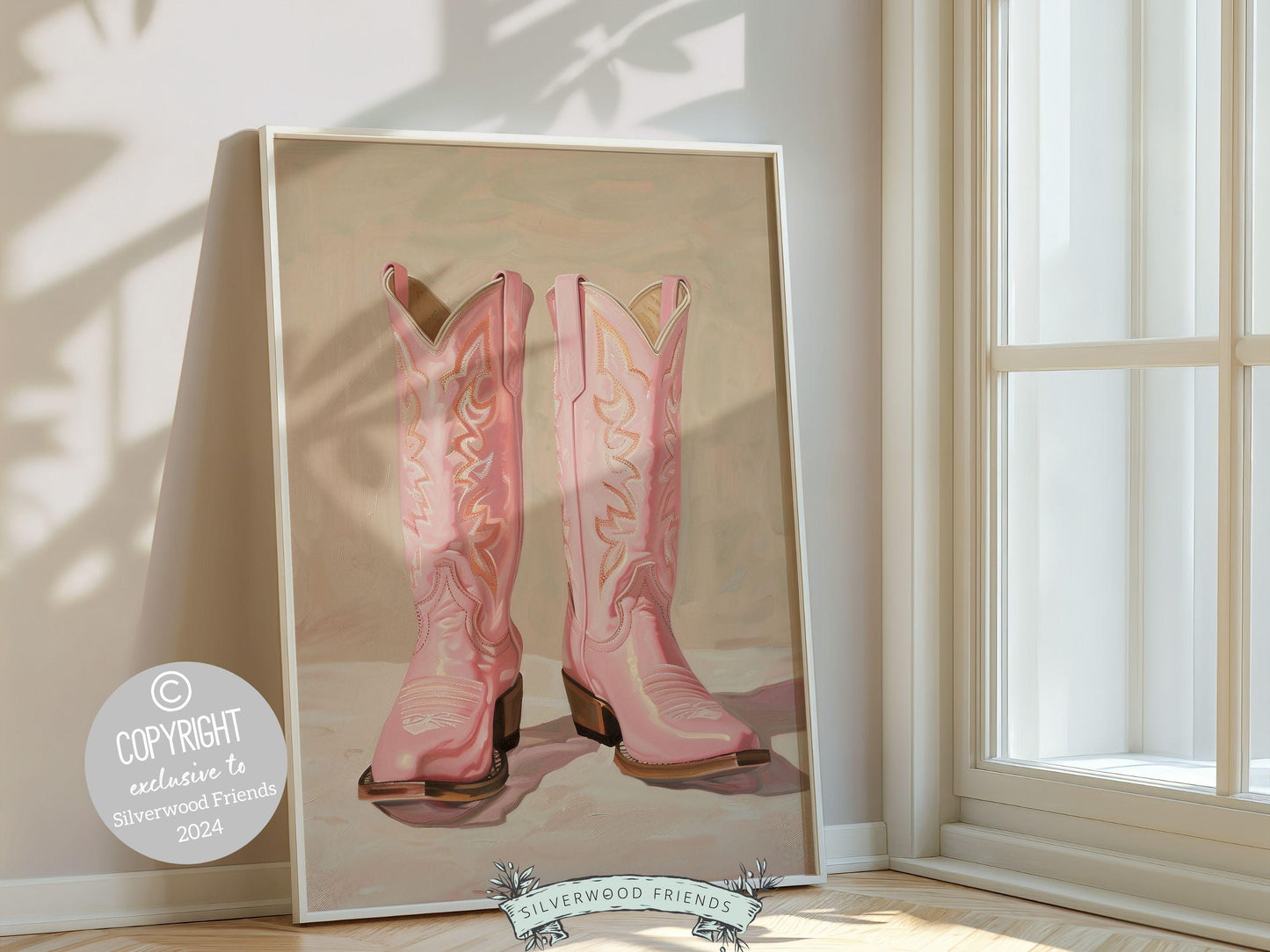 Pink Cowgirl Boots Print, Girly Coastal Cowgirl Print, Trendy Western Aesthetic Dorm Room Wall Decor, Preppy Teen Girl Room Digital Print
