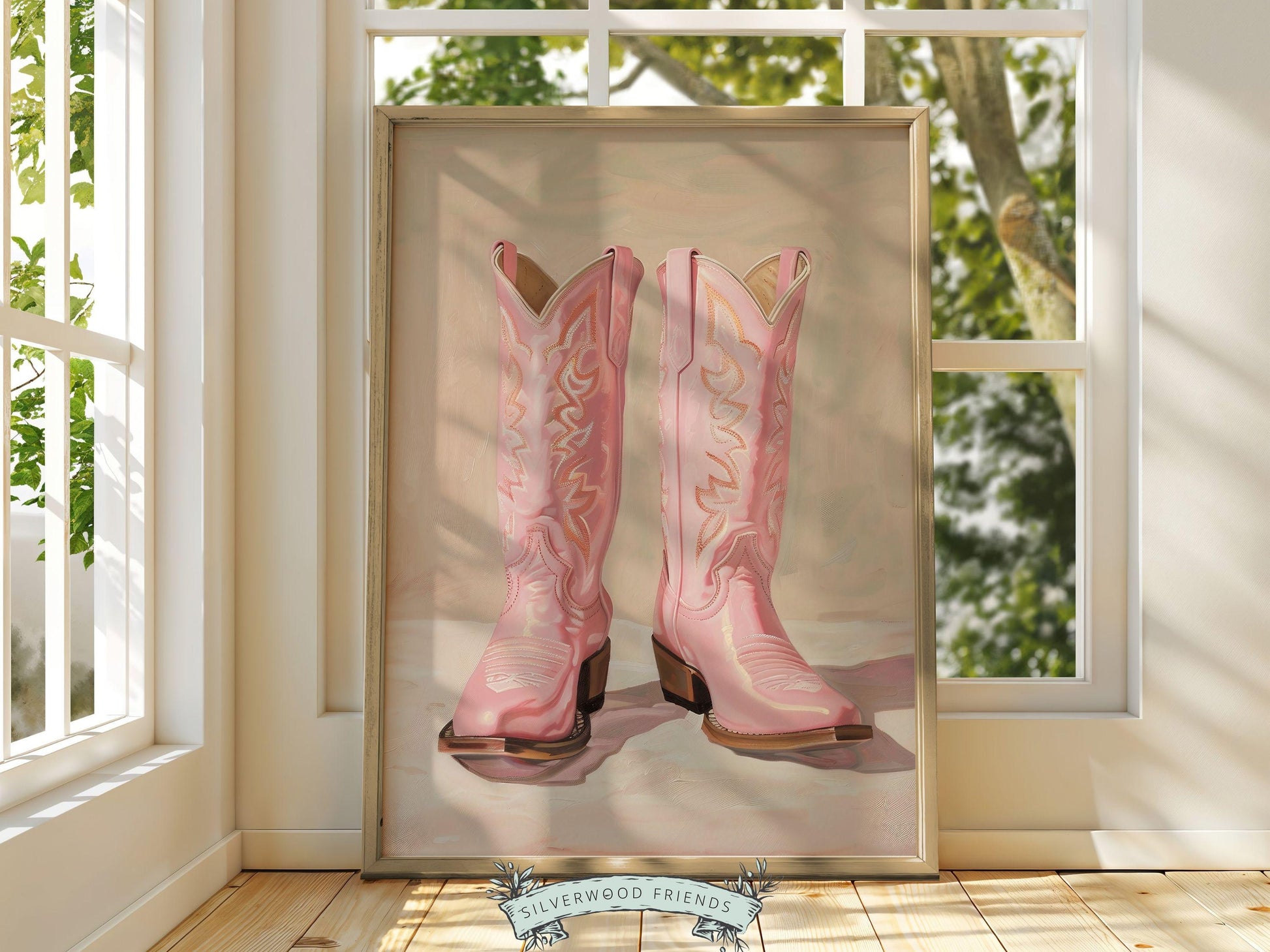 Pink Cowgirl Boots Print, Girly Coastal Cowgirl Print, Trendy Western Aesthetic Dorm Room Wall Decor, Preppy Teen Girl Room Digital Print
