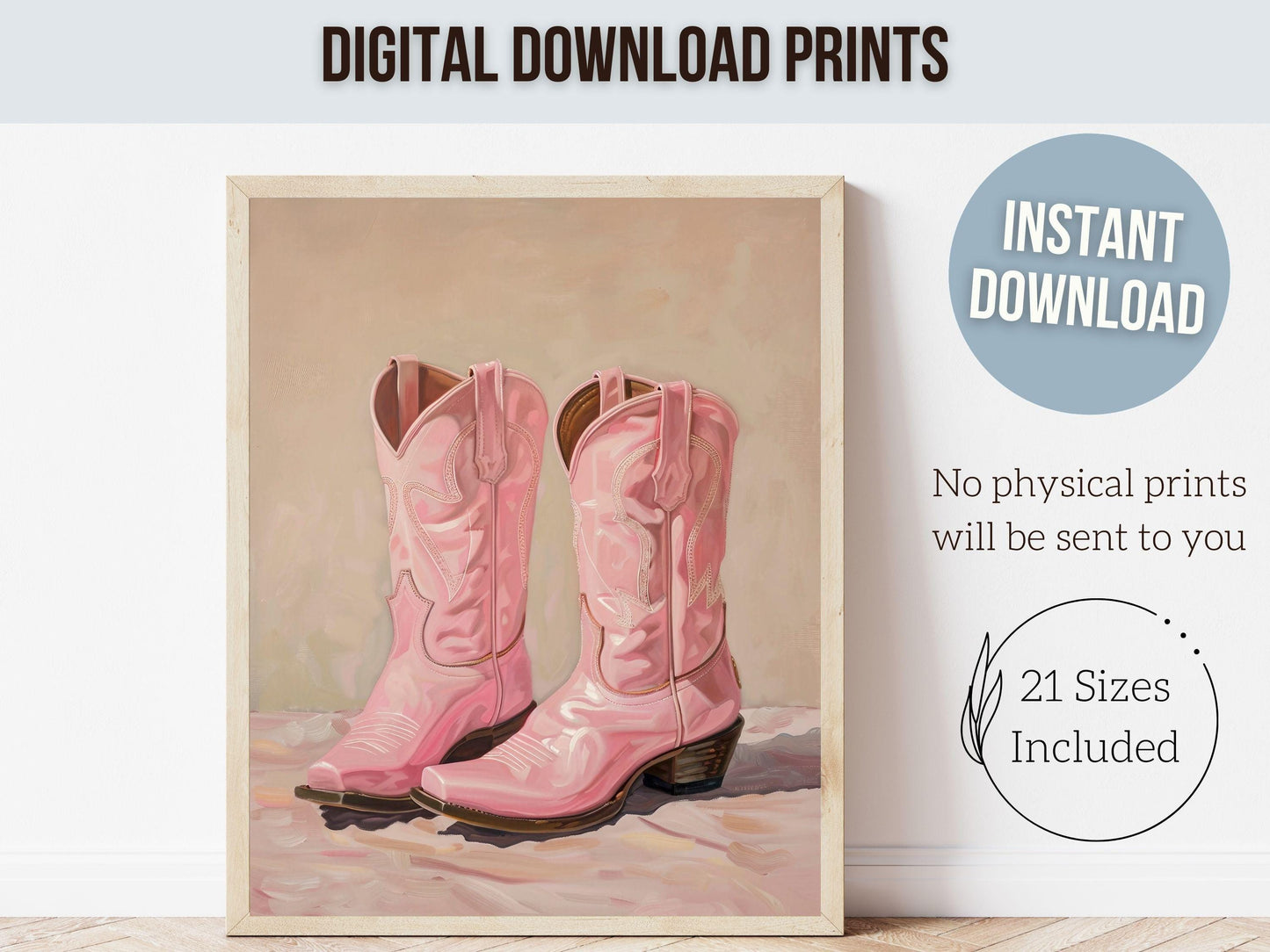 Pink Cowgirl Boots Print, Girly Coastal Cowgirl Print, Trendy Western Aesthetic Dorm Room Wall Decor, Preppy Teen Girl Room Digital Print
