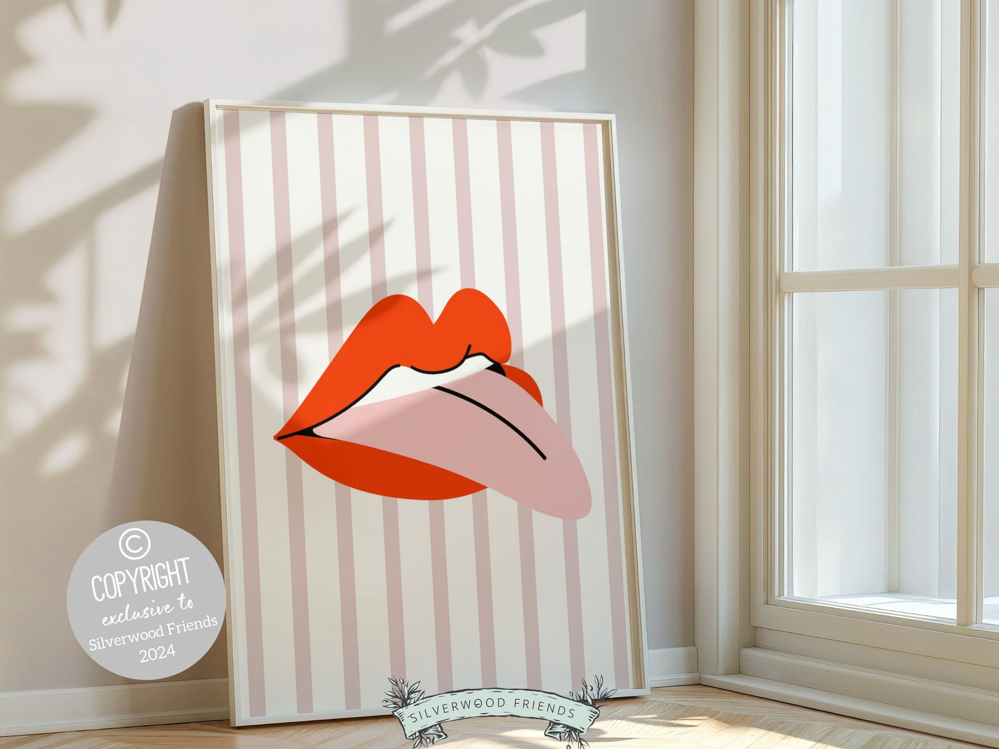 Red Lipstick Lips Print, Coastal Cowgirl Aesthetic, Beachy Coconut Girl Trendy College Dorm Room Wall Decor Preppy Teen Poster Digital Print