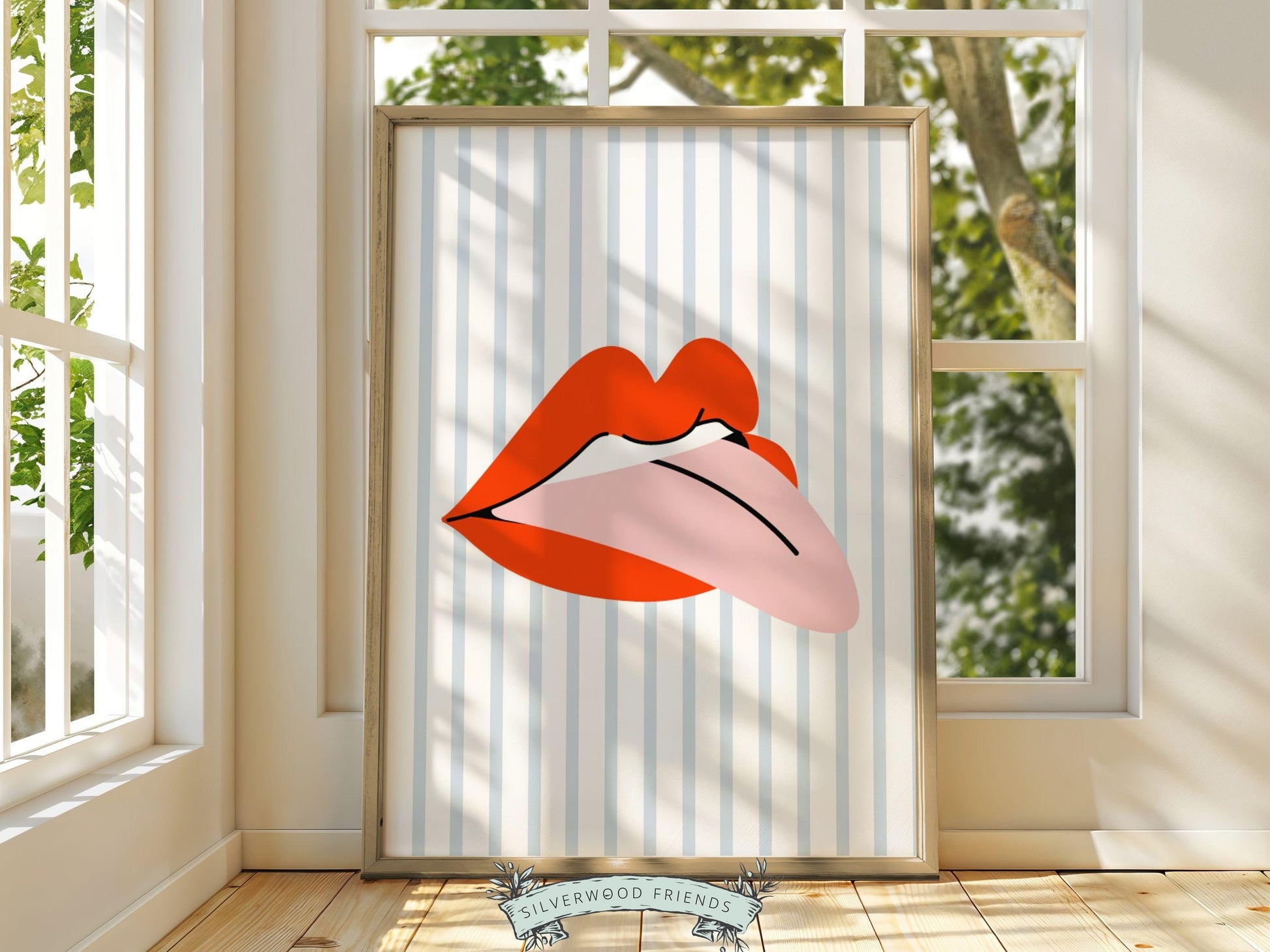 Red Lipstick Lips Print, Coastal Cowgirl Aesthetic, Beachy Coconut Girl Trendy College Dorm Room Wall Decor Preppy Teen Poster Digital Print
