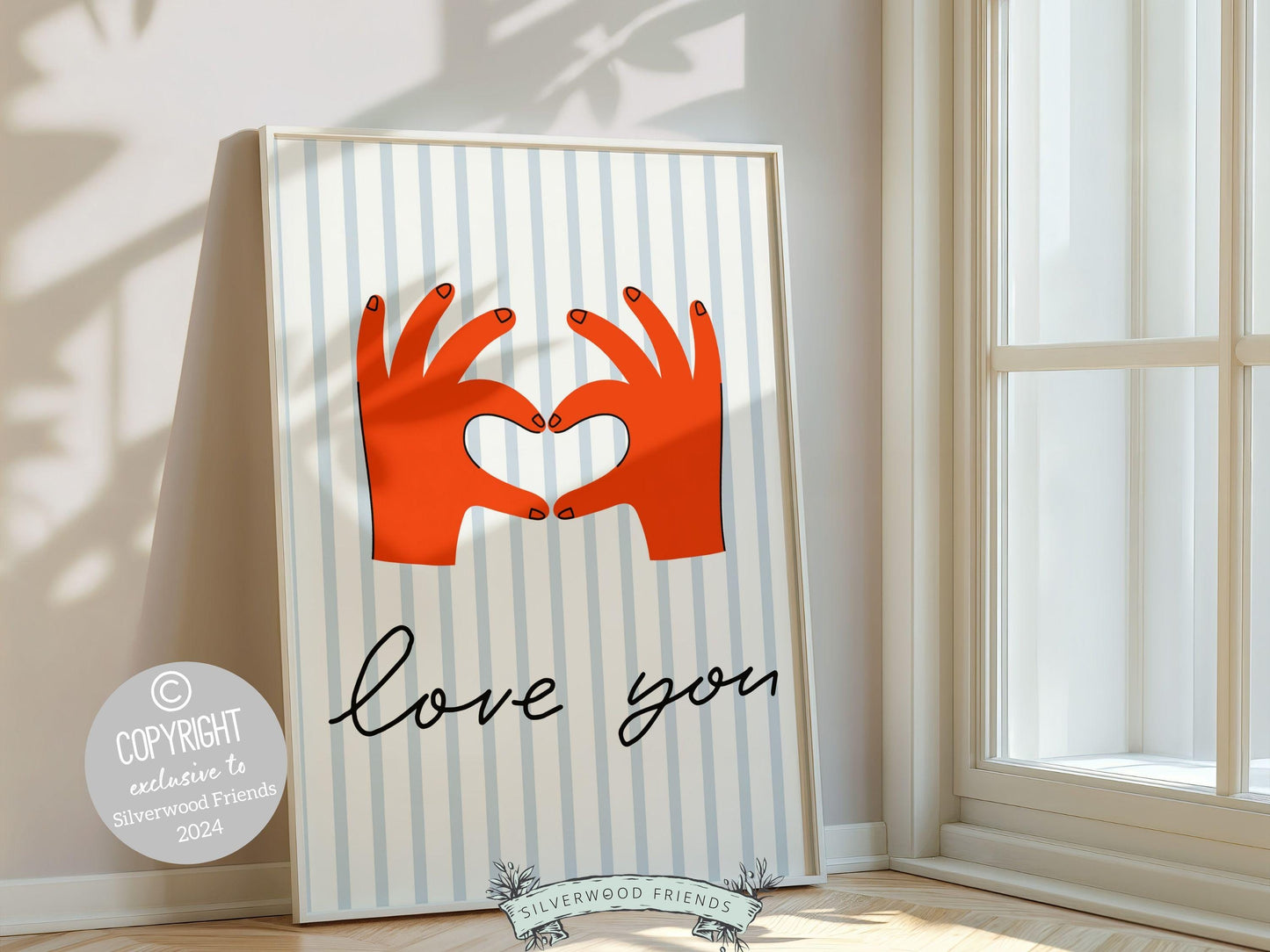 Love You Hand Sign Print, Girly Aesthetic Wall Art, Romantic Love Quote Trendy College Dorm Room Wall Decor Preppy Teen Poster Digital Print