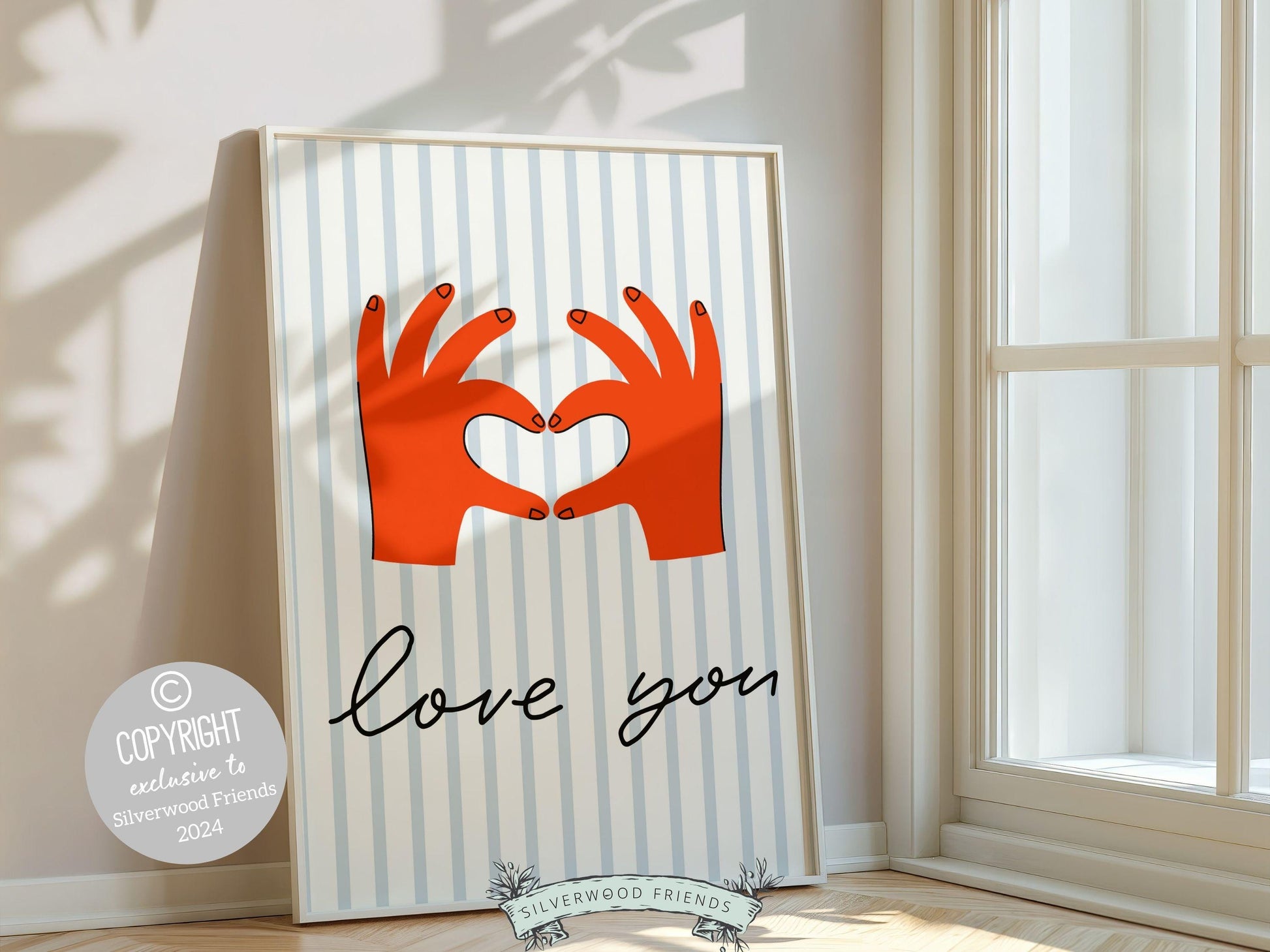 Love You Hand Sign Print, Girly Aesthetic Wall Art, Romantic Love Quote Trendy College Dorm Room Wall Decor Preppy Teen Poster Digital Print