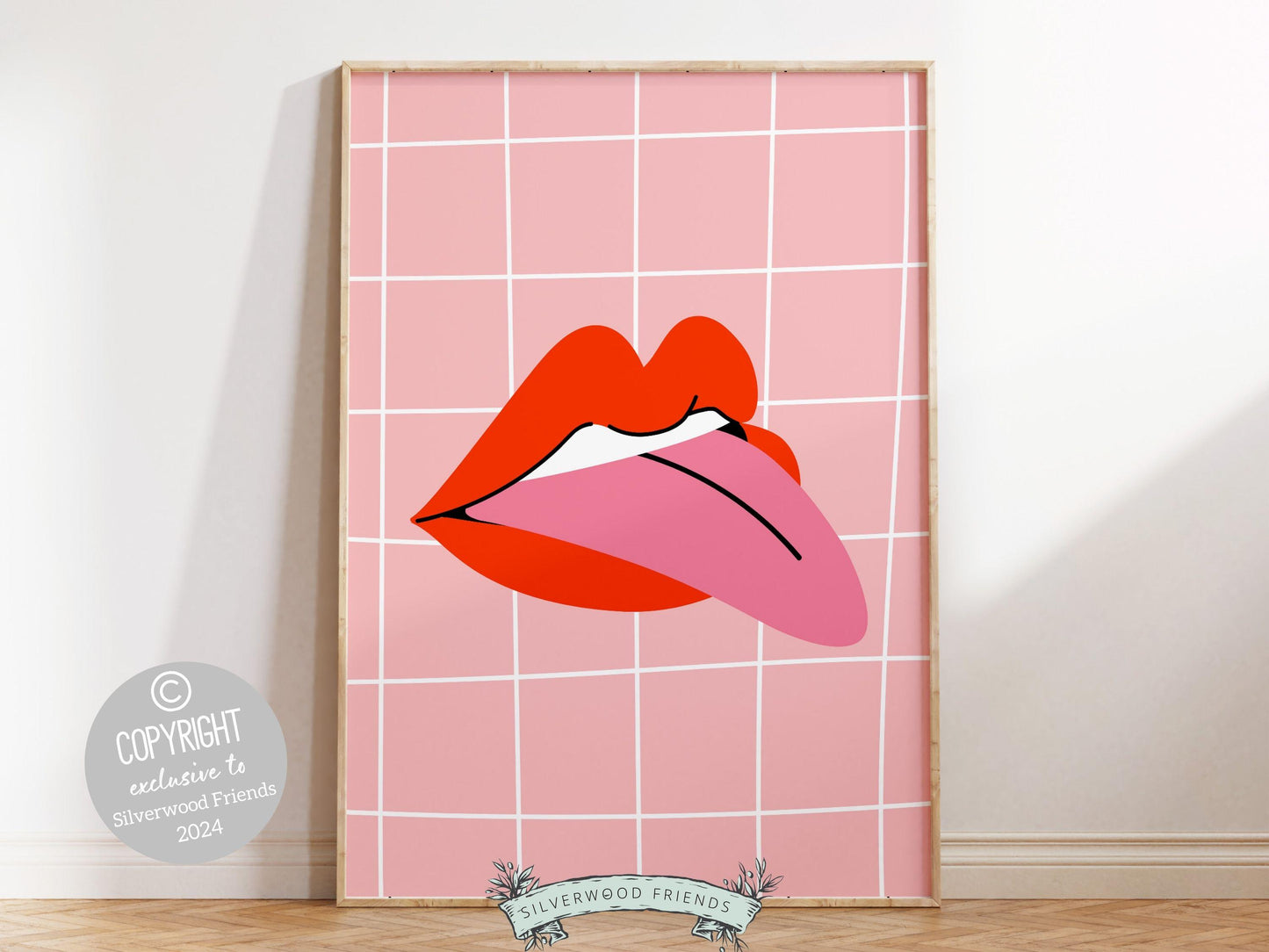 Red Lipstick Lips Print, Coastal Cowgirl Aesthetic, Beachy Coconut Girl Trendy College Dorm Room Wall Decor Preppy Teen Poster Digital Print
