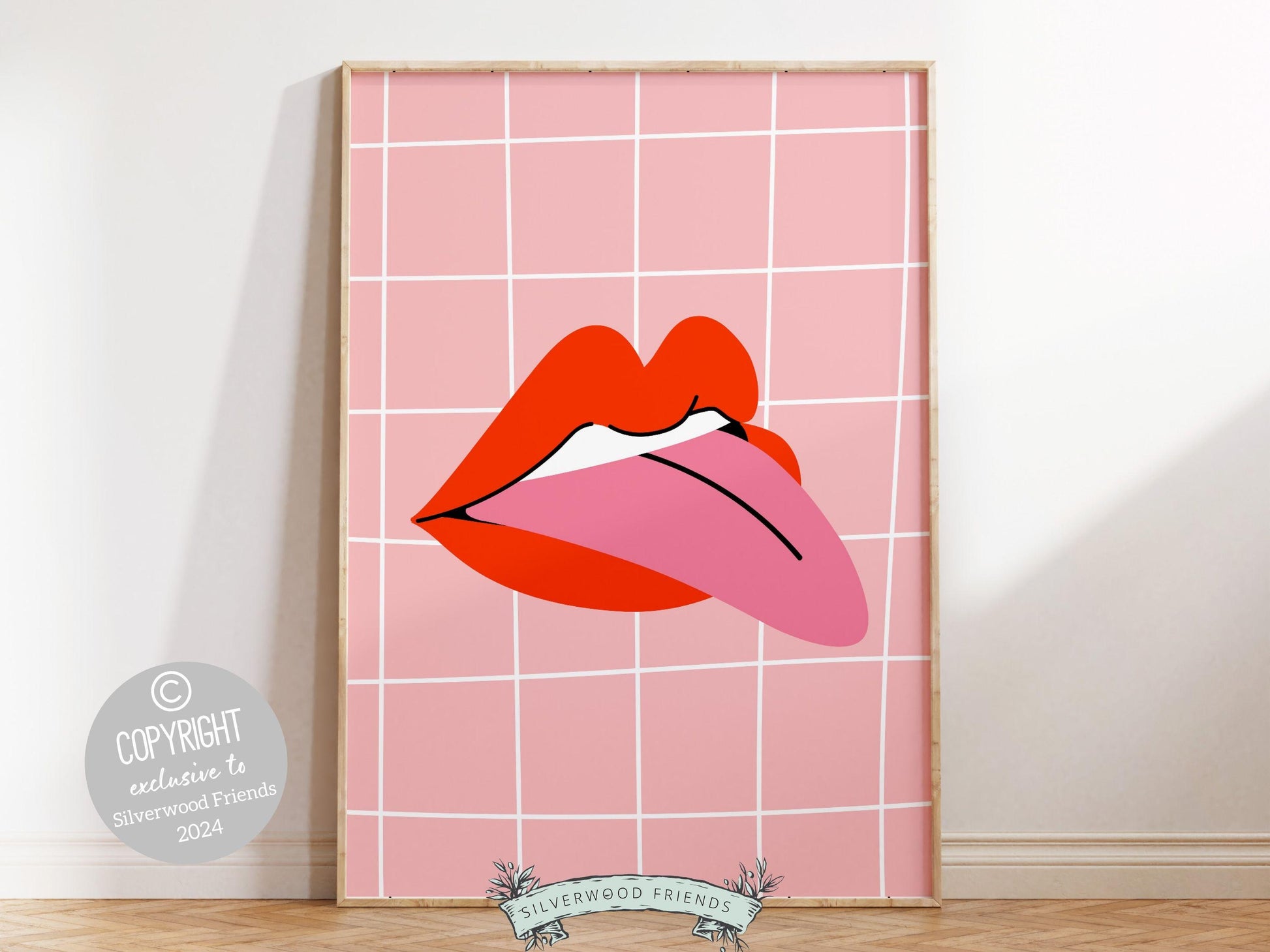 Red Lipstick Lips Print, Coastal Cowgirl Aesthetic, Beachy Coconut Girl Trendy College Dorm Room Wall Decor Preppy Teen Poster Digital Print