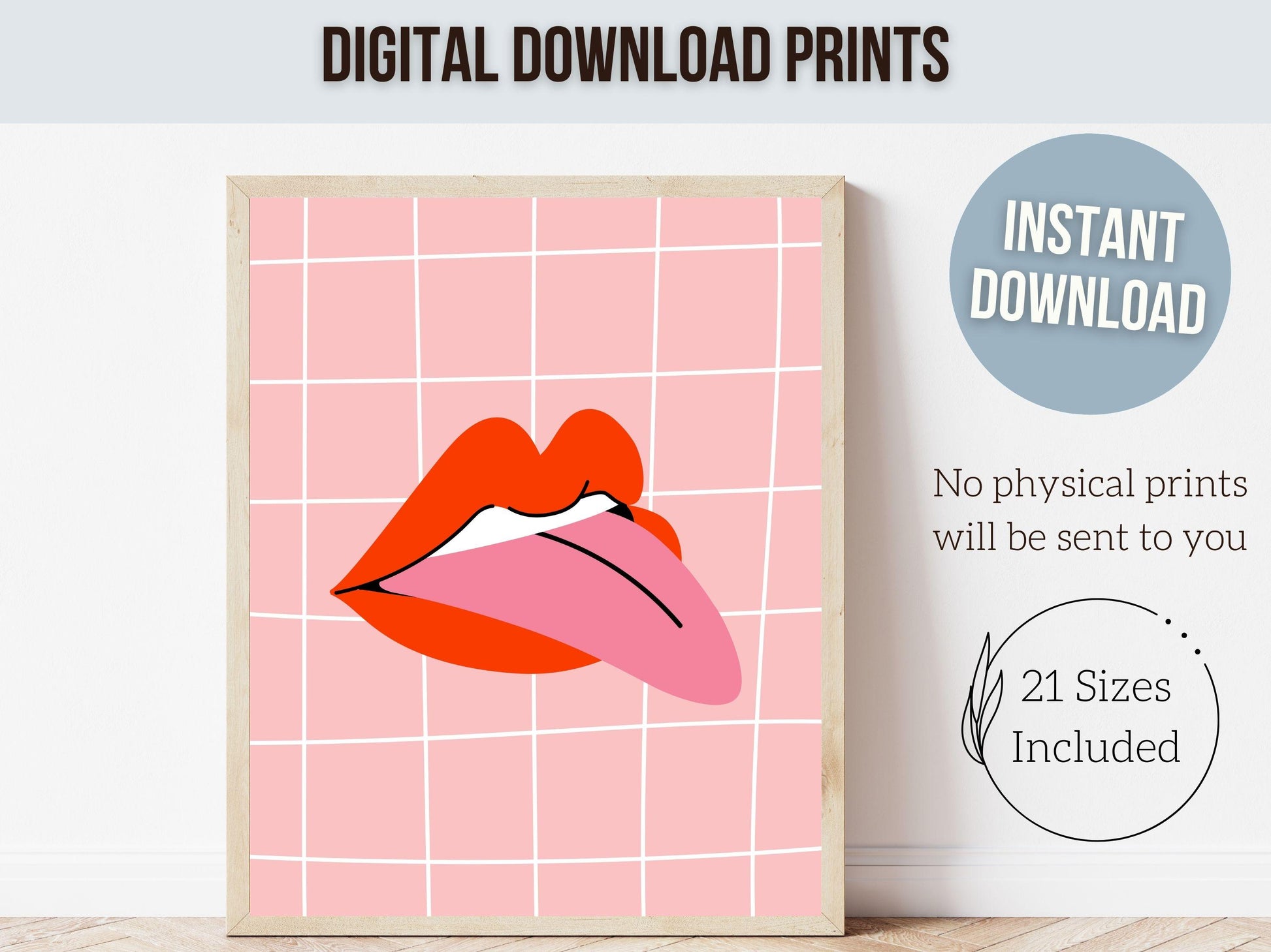 Red Lipstick Lips Print, Coastal Cowgirl Aesthetic, Beachy Coconut Girl Trendy College Dorm Room Wall Decor Preppy Teen Poster Digital Print