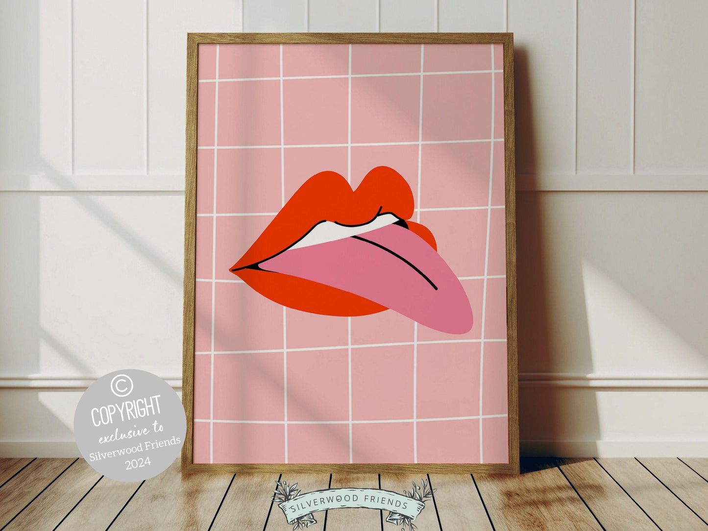 Red Lipstick Lips Print, Coastal Cowgirl Aesthetic, Beachy Coconut Girl Trendy College Dorm Room Wall Decor Preppy Teen Poster Digital Print