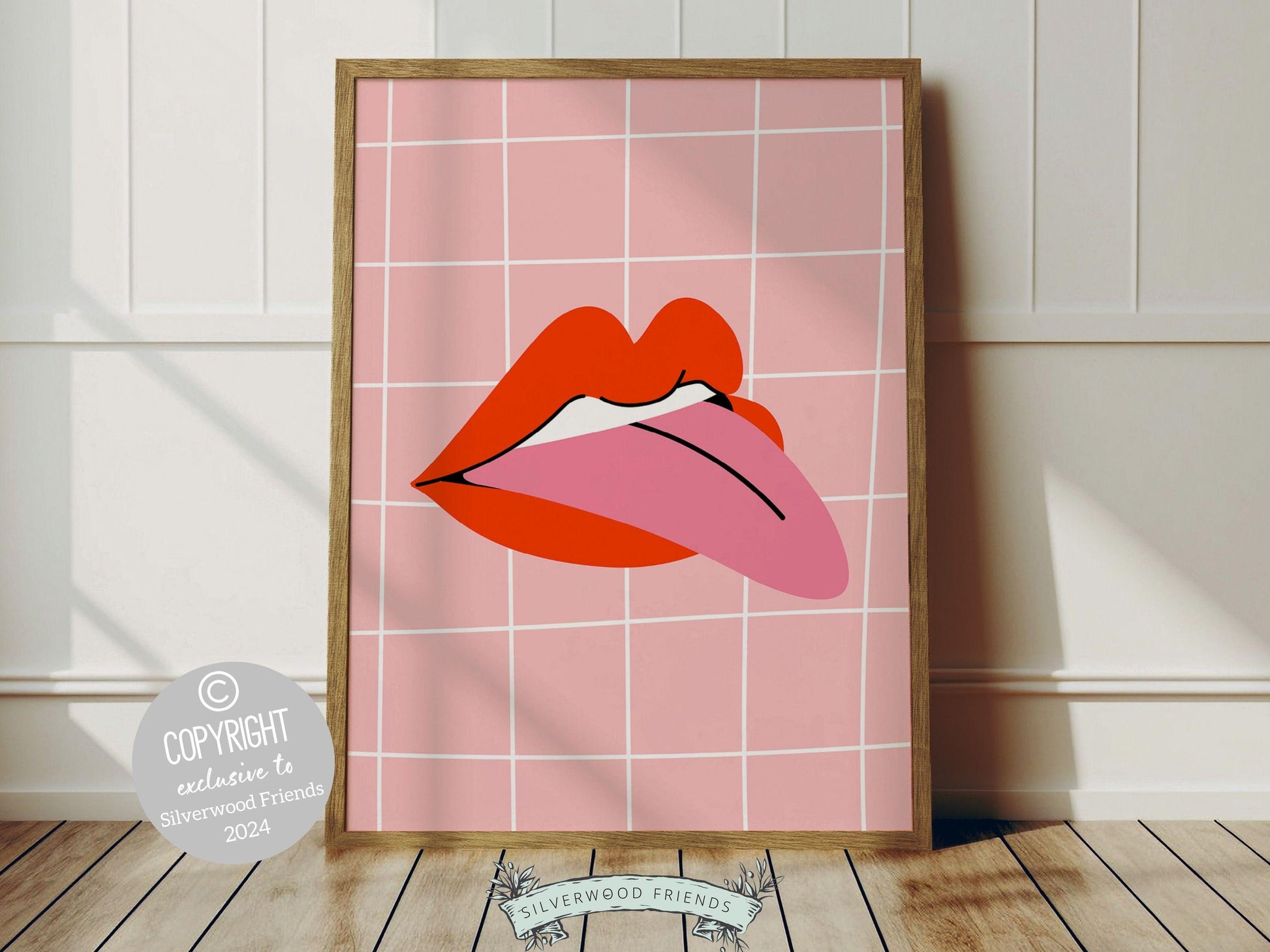 Red Lipstick Lips Print, Coastal Cowgirl Aesthetic, Beachy Coconut Girl Trendy College Dorm Room Wall Decor Preppy Teen Poster Digital Print