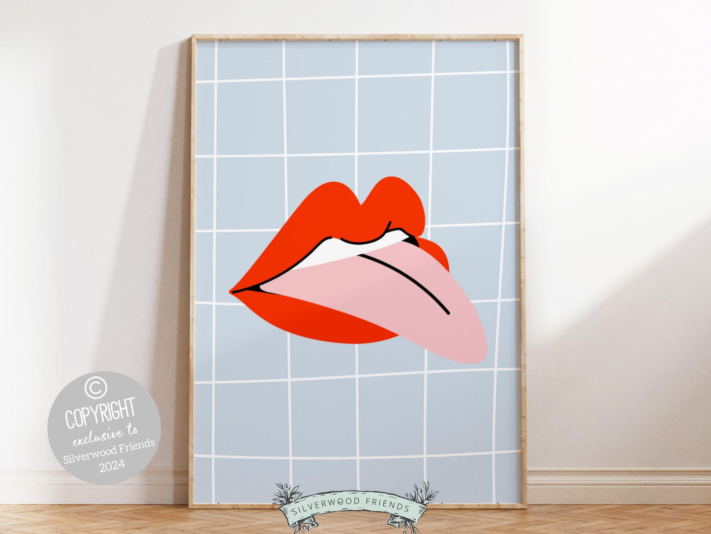 Red Lipstick Lips Print, Coastal Cowgirl Aesthetic, Beachy Coconut Girl Trendy College Dorm Room Wall Decor Preppy Teen Poster Digital Print