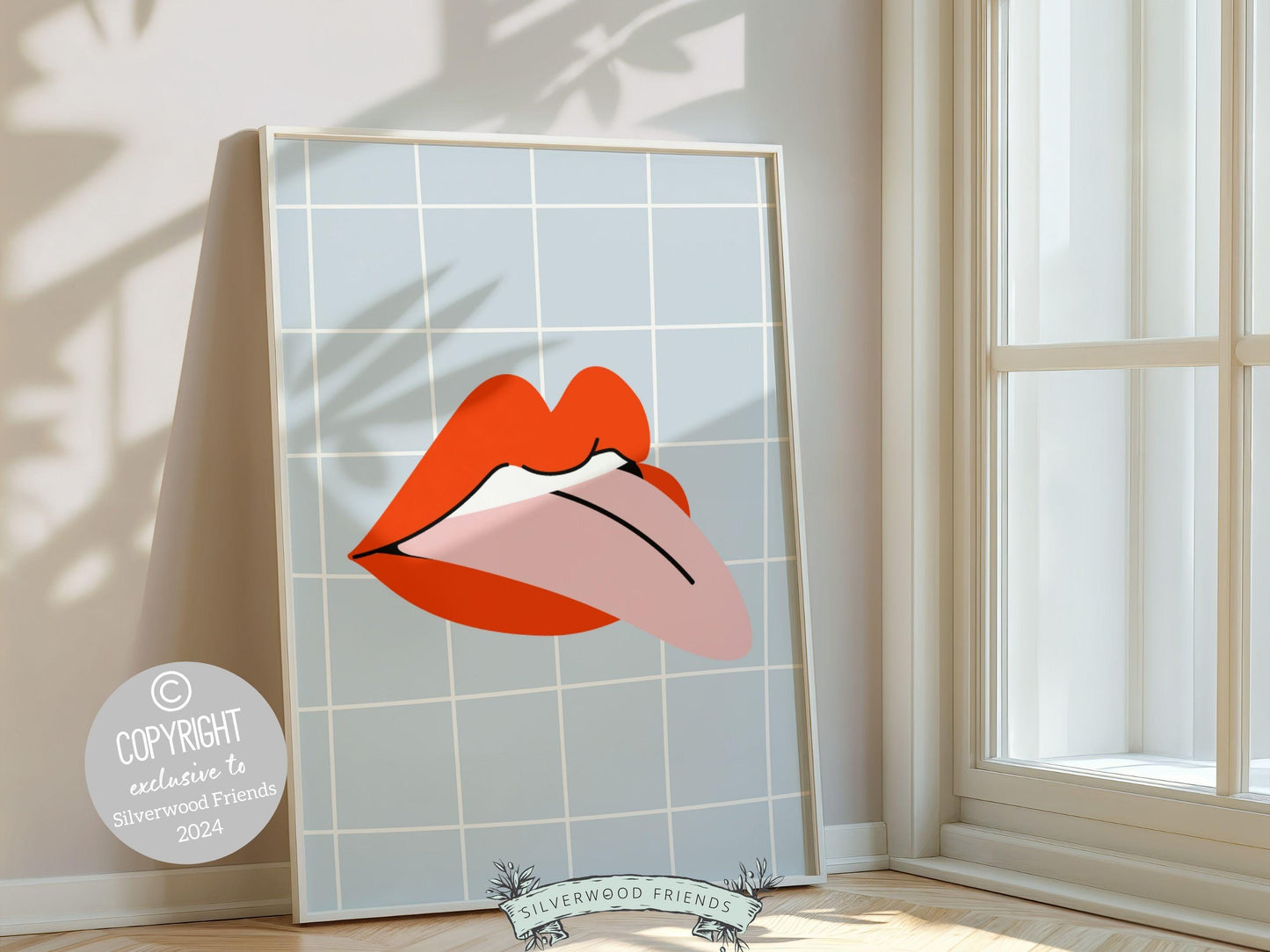Red Lipstick Lips Print, Coastal Cowgirl Aesthetic, Beachy Coconut Girl Trendy College Dorm Room Wall Decor Preppy Teen Poster Digital Print
