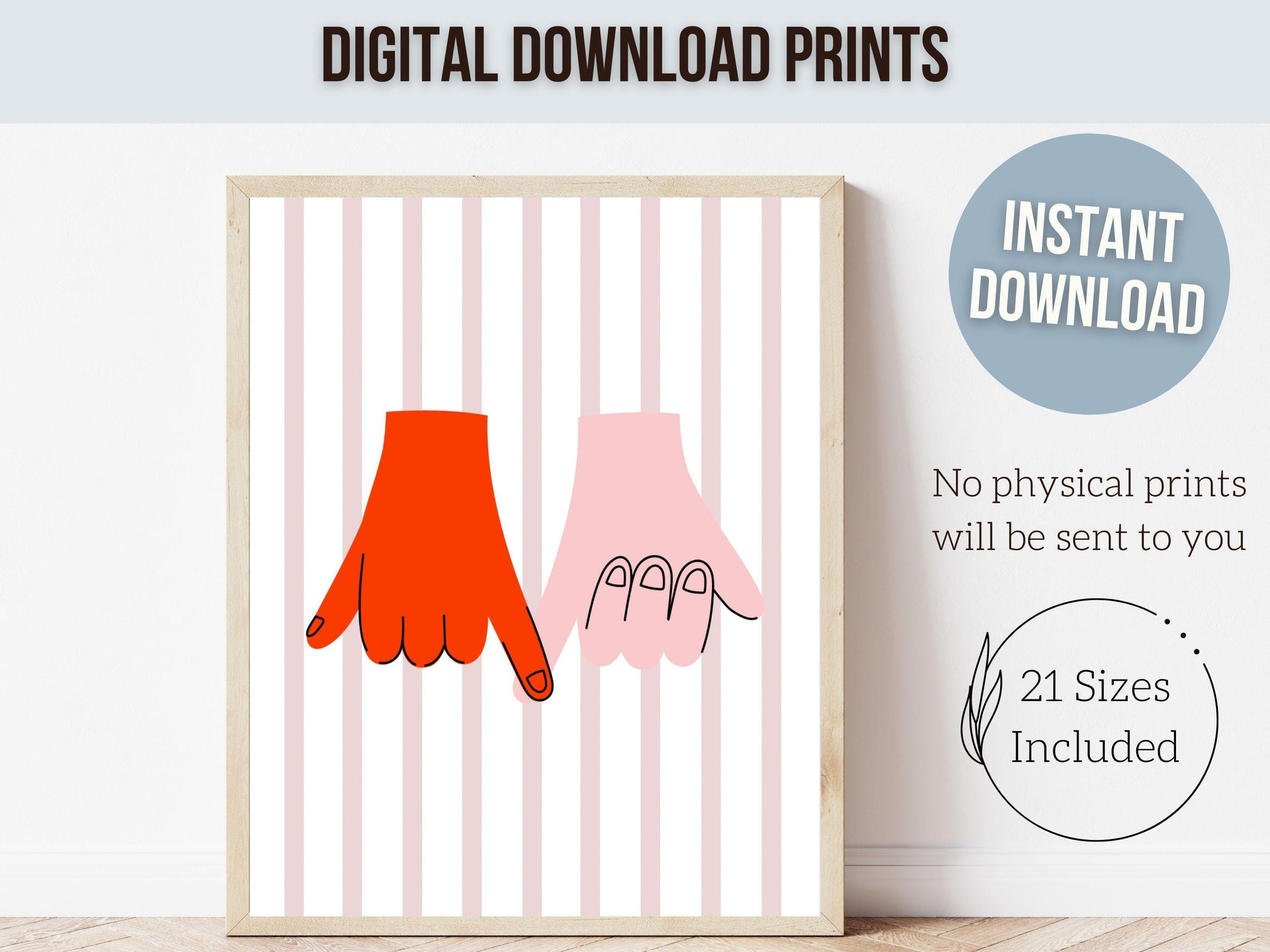 Pinky Promise Print, Romantic Wall Art, Cute Teen Room Wall Decor, Trendy College Dorm Room Wall Decor Preppy Teen Room Poster Digital Print