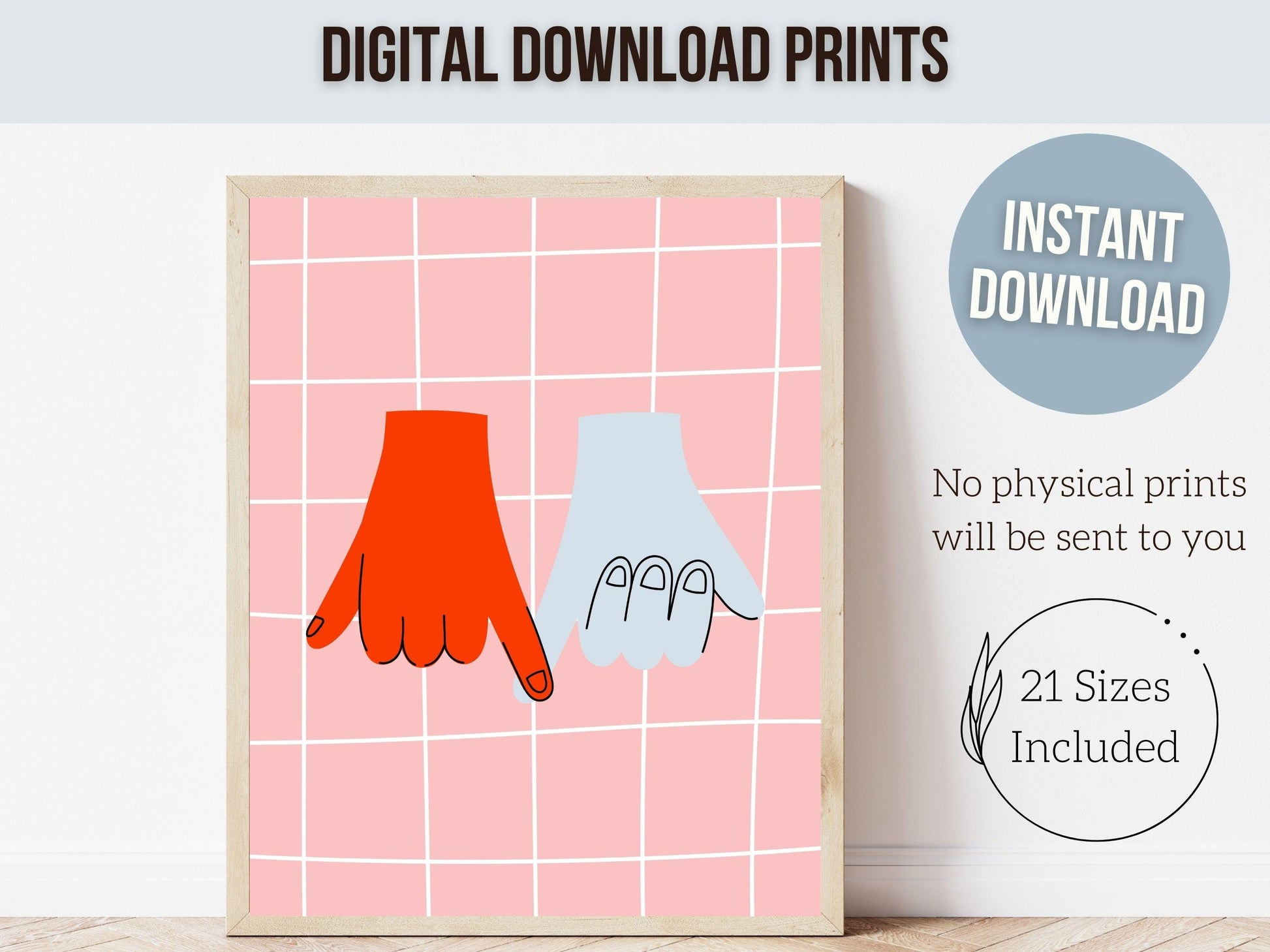 Trendy Pinky Promise Print, Cute Teen Room Wall Decor, Preppy Minimalist College Dorm Room Wall Decor, Coconut Girl Aesthetic Digital Print