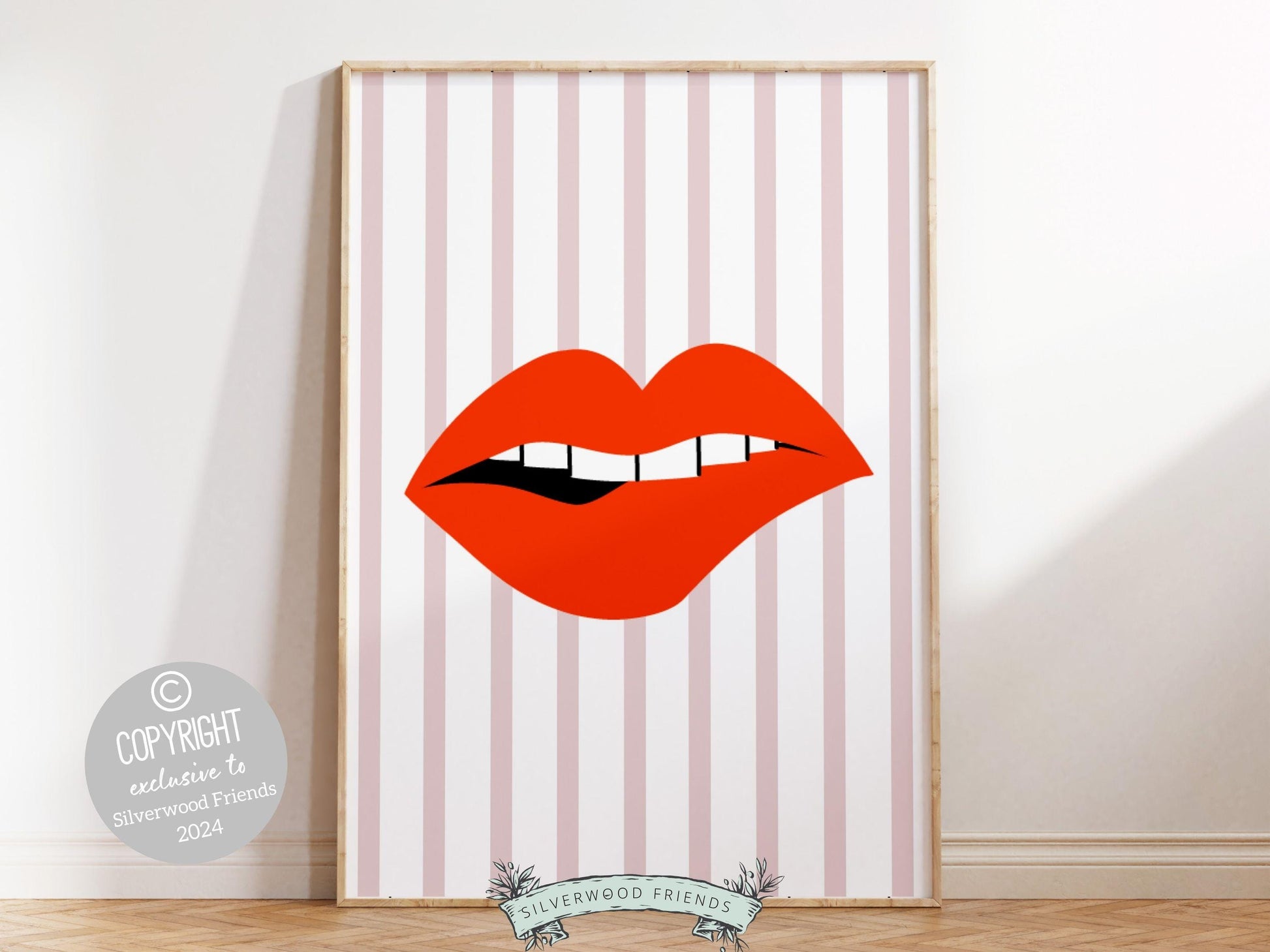 Red Lipstick Lips Print, Coastal Cowgirl Modern Aesthetic, Trendy Coconut Girl College Dorm Room Wall Decor Preppy Teen Poster Digital Print