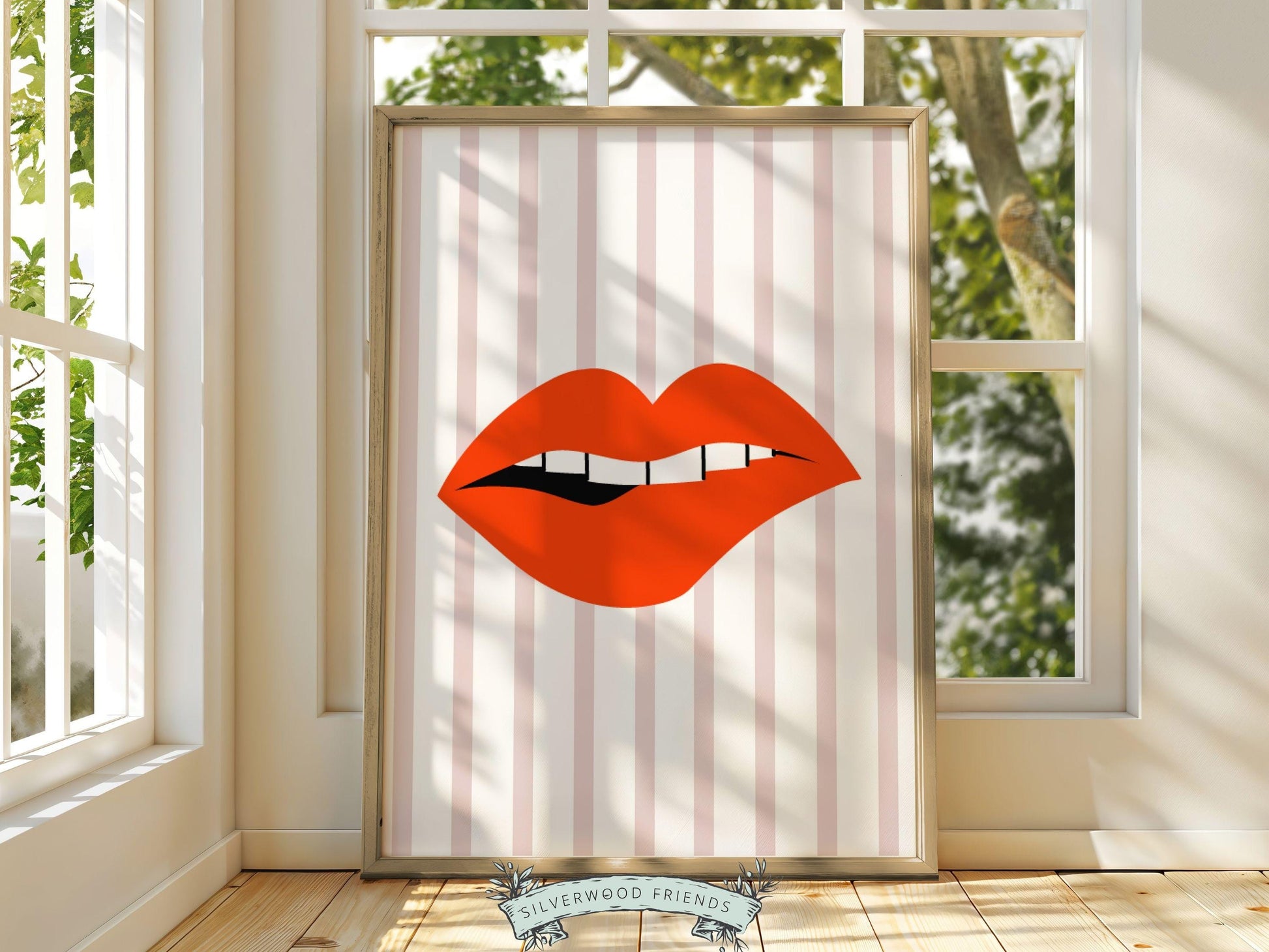 Red Lipstick Lips Print, Coastal Cowgirl Modern Aesthetic, Trendy Coconut Girl College Dorm Room Wall Decor Preppy Teen Poster Digital Print