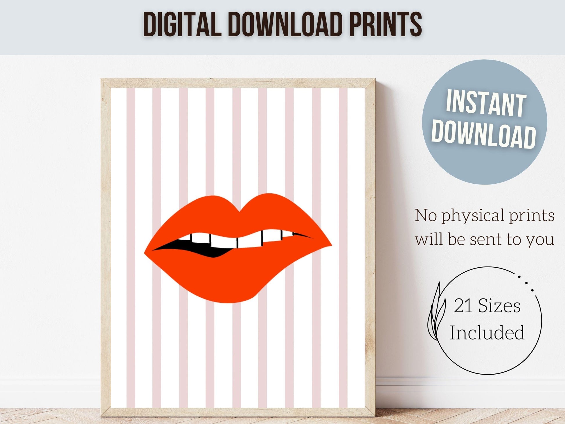 Red Lipstick Lips Print, Coastal Cowgirl Modern Aesthetic, Trendy Coconut Girl College Dorm Room Wall Decor Preppy Teen Poster Digital Print
