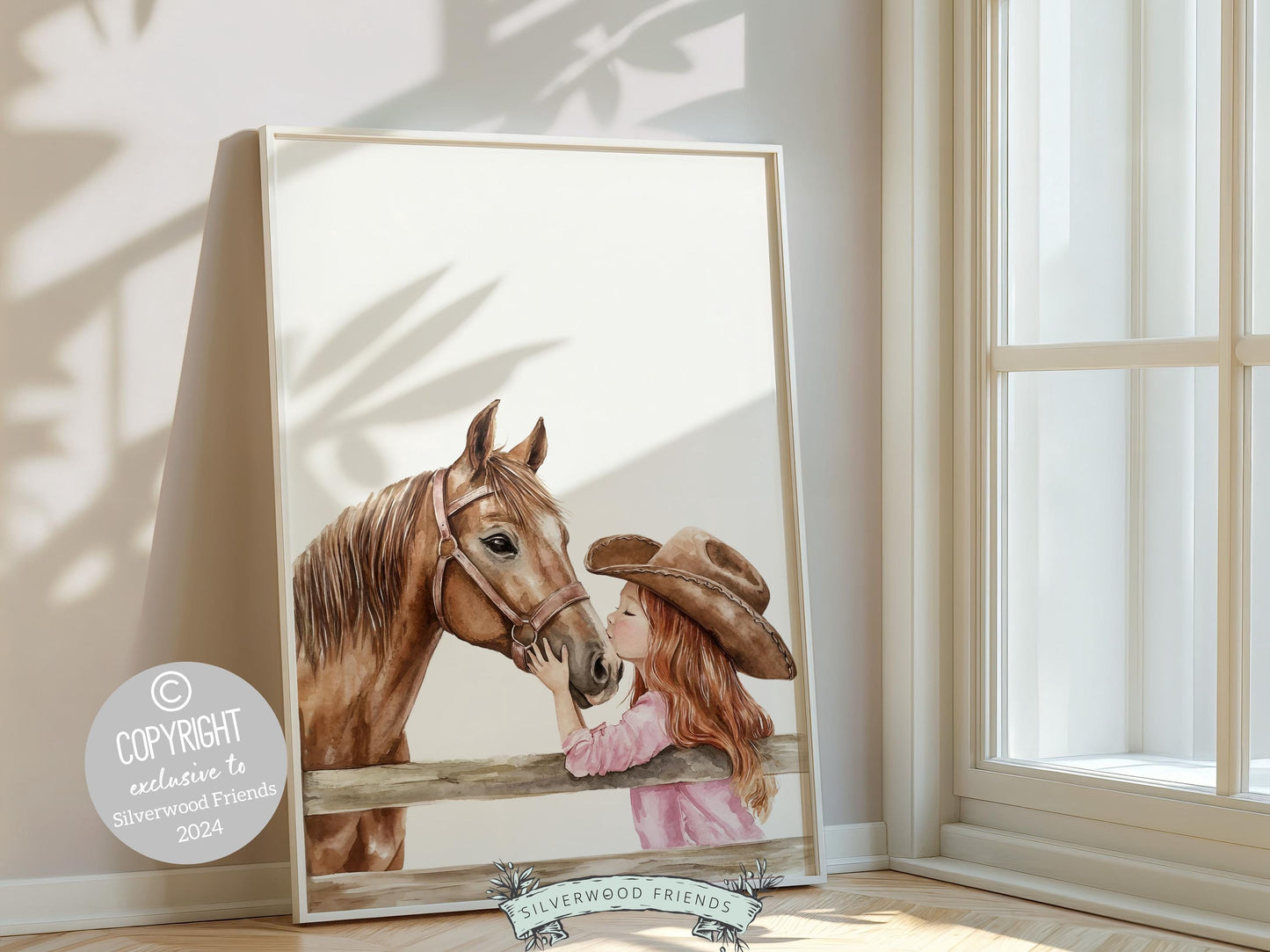 Cowgirl Nursery Print, Cowgirl Nursery Decor, Girls Western Nursery Decor, Red Hair Girl Horse Bedroom Horse Nursery Wall Art Digital Print