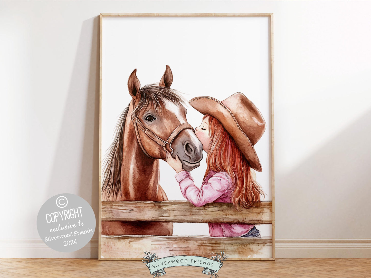Cowgirl Nursery Print, Cowgirl Nursery Decor, Girls Western Nursery Decor, Red Hair Girl Horse Bedroom Horse Nursery Wall Art Digital Print
