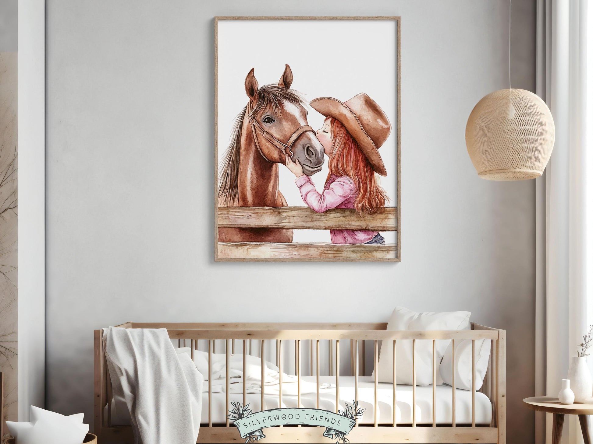 Cowgirl Nursery Print, Cowgirl Nursery Decor, Girls Western Nursery Decor, Red Hair Girl Horse Bedroom Horse Nursery Wall Art Digital Print
