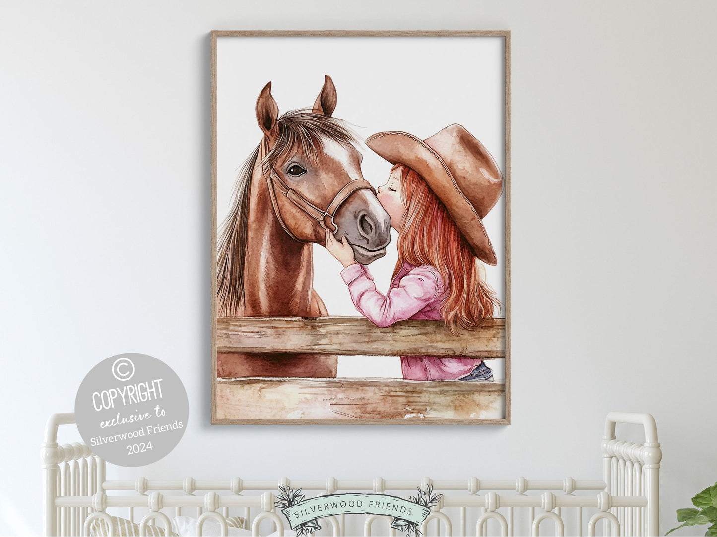 Cowgirl Nursery Print, Cowgirl Nursery Decor, Girls Western Nursery Decor, Red Hair Girl Horse Bedroom Horse Nursery Wall Art Digital Print