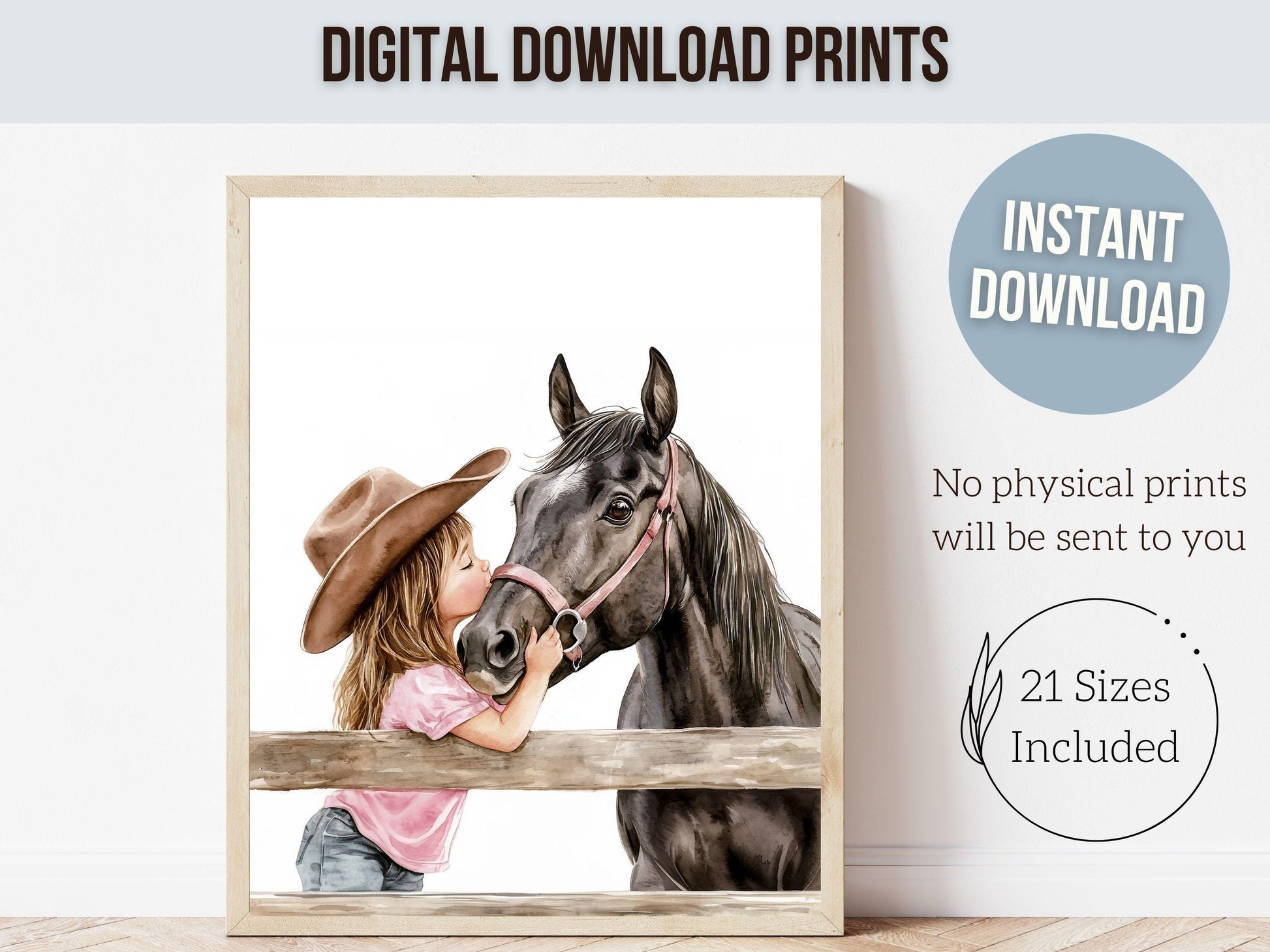 Cowgirl Horse Nursery Print, Cowgirl Nursery Decor, Baby Girl Western Nursery Decor, Horse Bedroom Picture, Girls Horse Room Digital Print