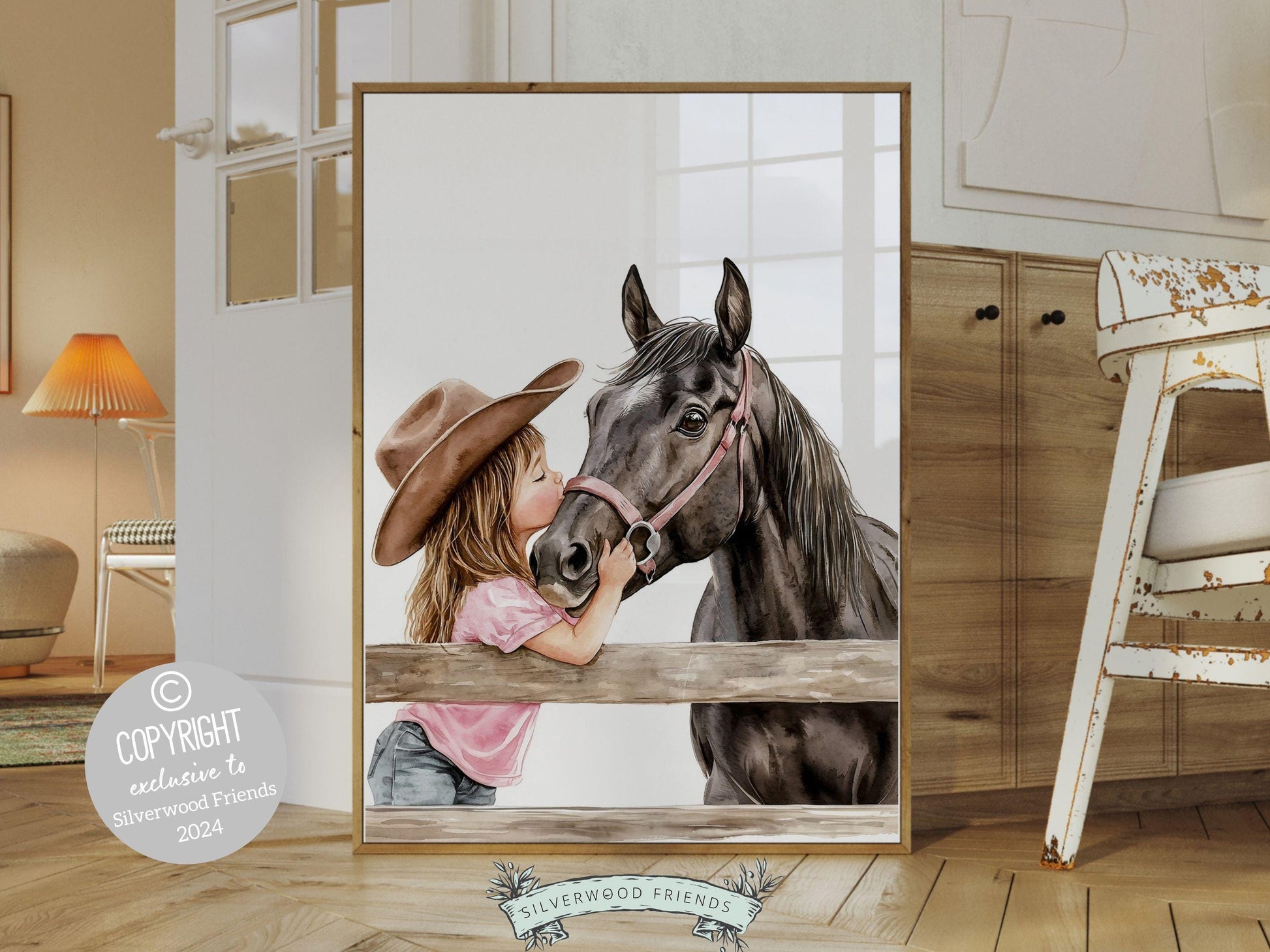 Cowgirl Horse Nursery Print, Cowgirl Nursery Decor, Baby Girl Western Nursery Decor, Horse Bedroom Picture, Girls Horse Room Digital Print