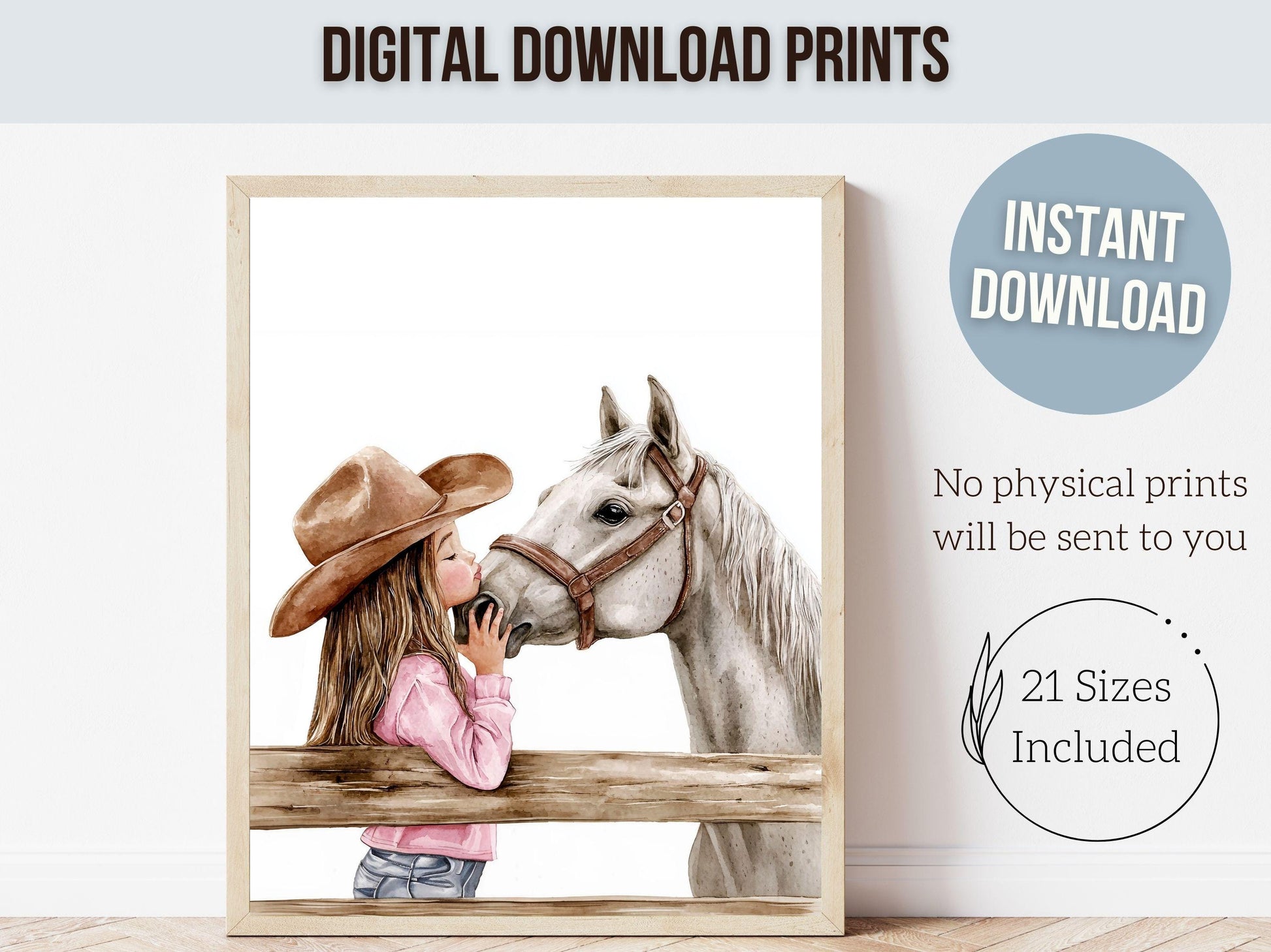 Cowgirl Horse Nursery Print, Cowgirl Nursery Decor, Baby Girl Western Nursery Decor, Horse Bedroom Picture, Girls Horse Room Digital Print