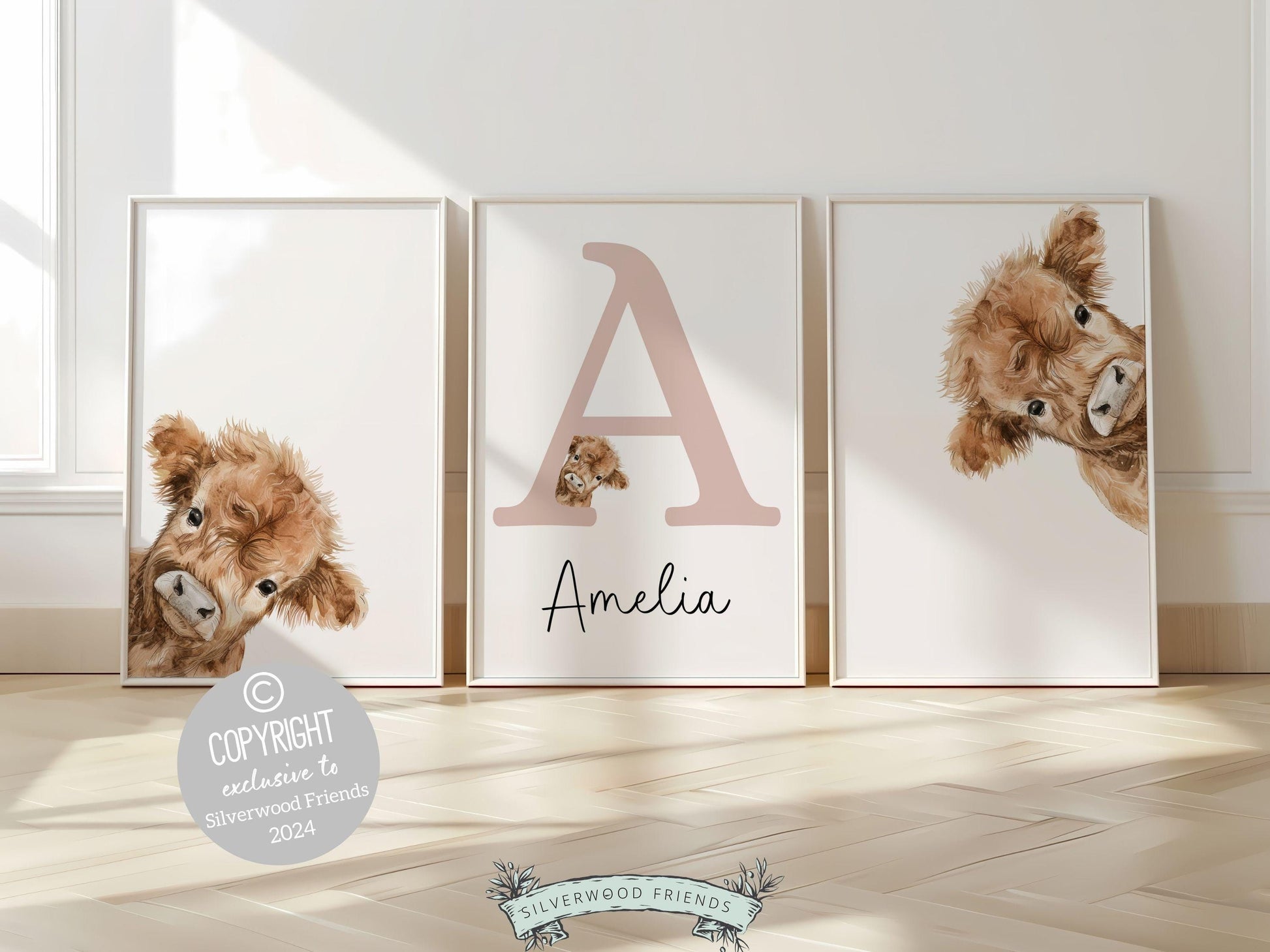 Peeking Highland Cow Nursery Print, Highland Cow Nursery Decor, Highland Cow Gift Kids Farm Bedroom Wall Decor, Watercolor Cow Digital Print