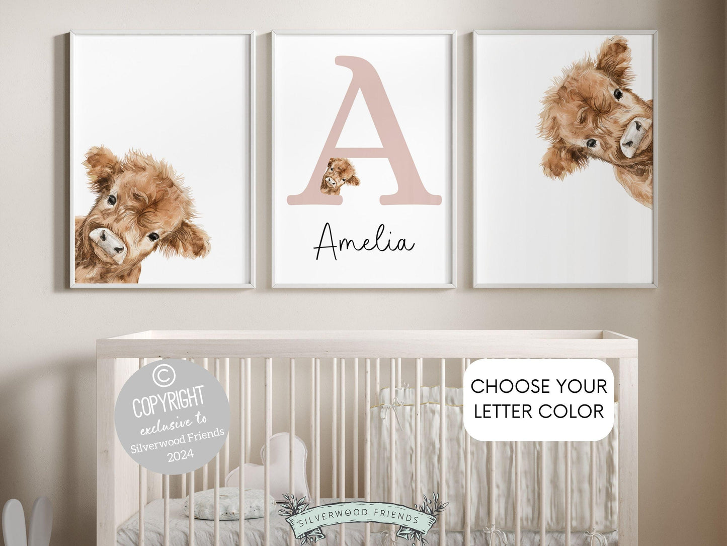 Peeking Highland Cow Nursery Print, Highland Cow Nursery Decor, Highland Cow Gift Kids Farm Bedroom Wall Decor, Watercolor Cow Digital Print