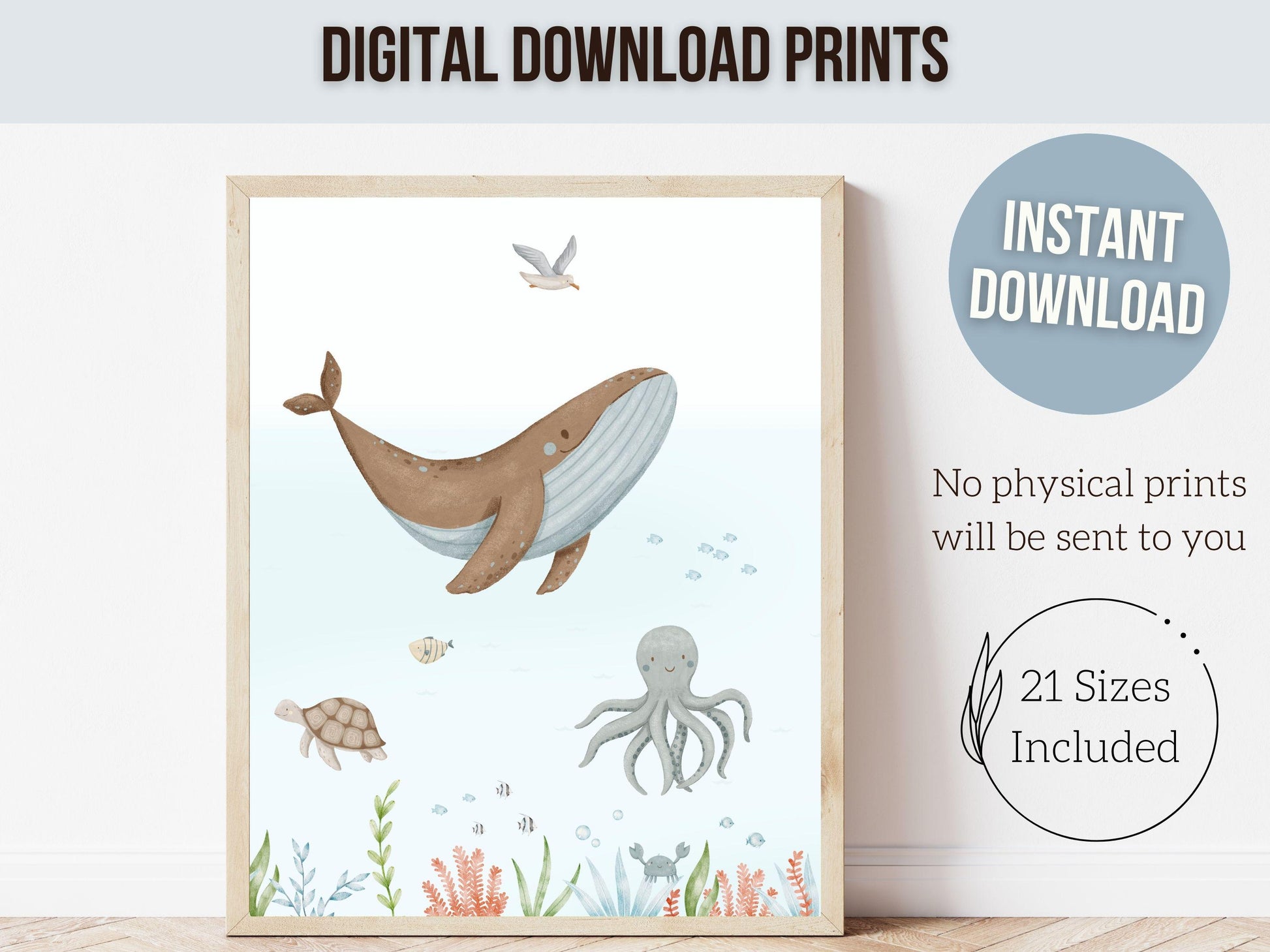 Set of 3 Whale Nursery Prints, Nautical Ocean Nursery Decor, Baby Boy Boat Nursery Wall Art, Kids Room Under The Sea Nursery Digital Print