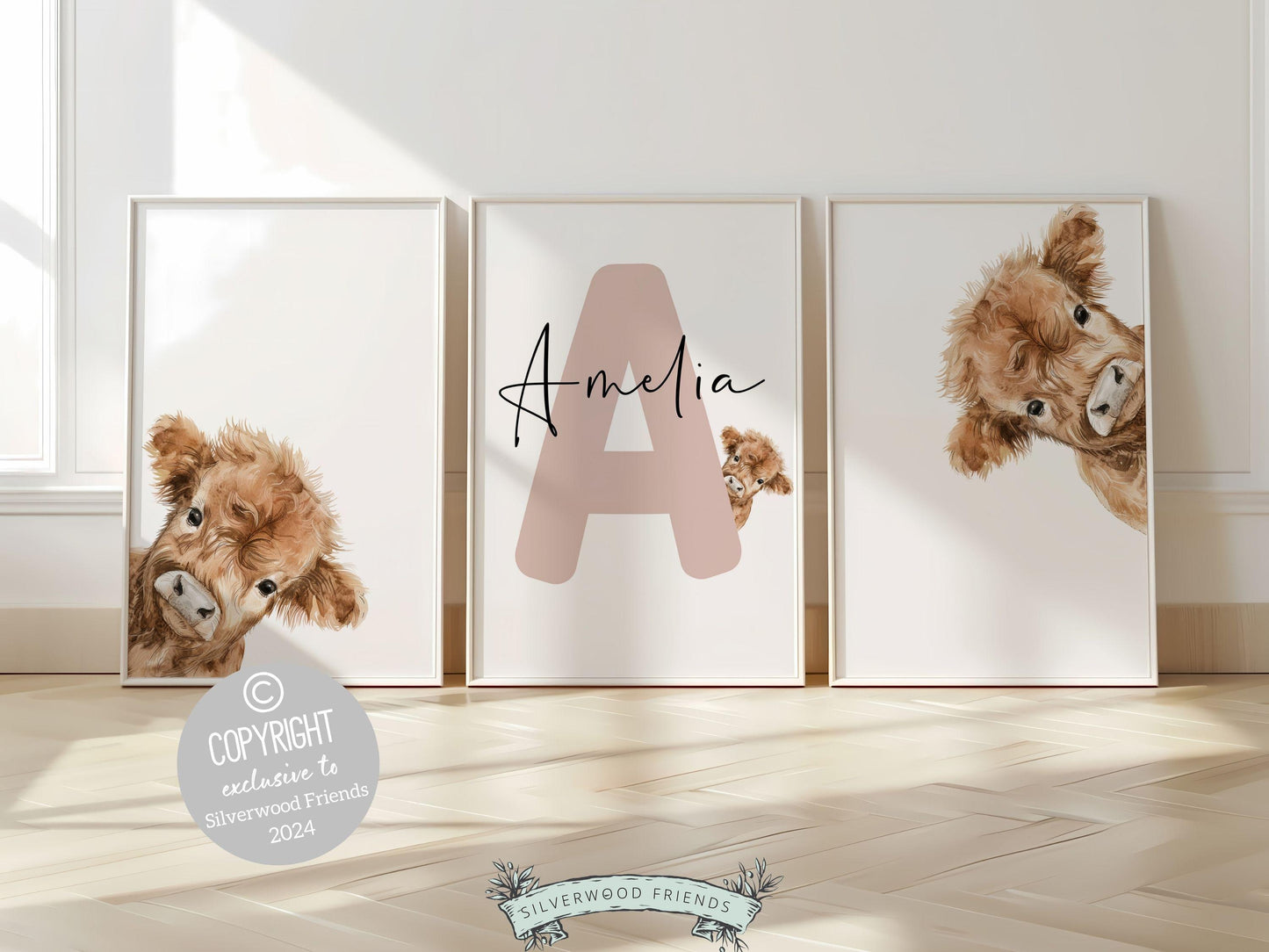 Peeking Highland Cow Nursery Print, Highland Cow Nursery Decor, Highland Cow Gift Kids Farm Bedroom Wall Decor, Watercolor Cow Digital Print