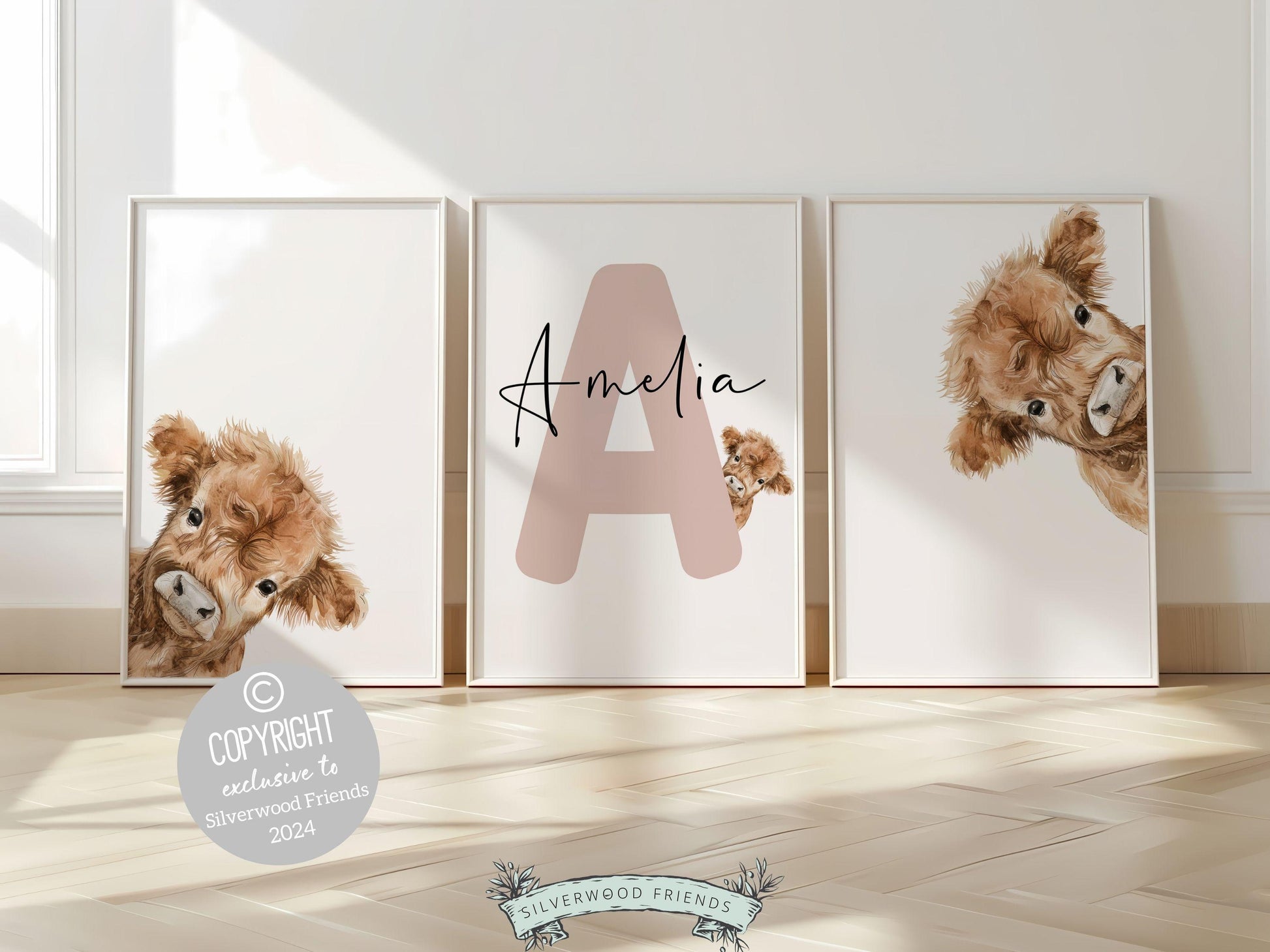 Peeking Highland Cow Nursery Print, Highland Cow Nursery Decor, Highland Cow Gift Kids Farm Bedroom Wall Decor, Watercolor Cow Digital Print