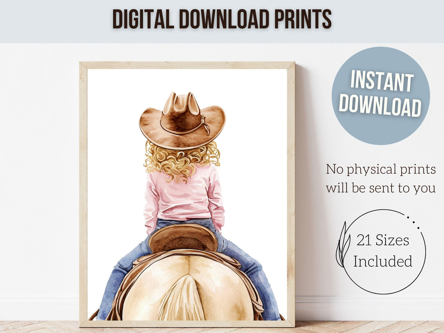 Horse Print, Cowgirl Nursery Print, Cowgirl Nursery Decor, Baby Girl Western Nursery Decor, Girls Room Pink Horse Wall Art Digital Print