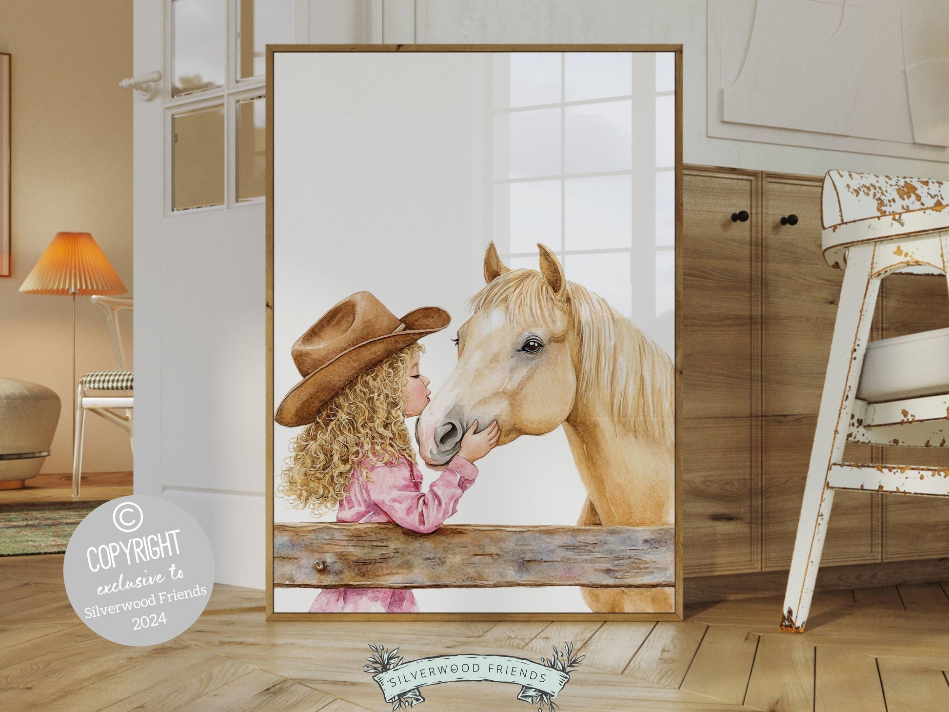 Horse Print, Cowgirl Nursery Print, Cowgirl Nursery Decor, Baby Girl Western Nursery Decor, Girls Room Pink Horse Wall Art Digital Print