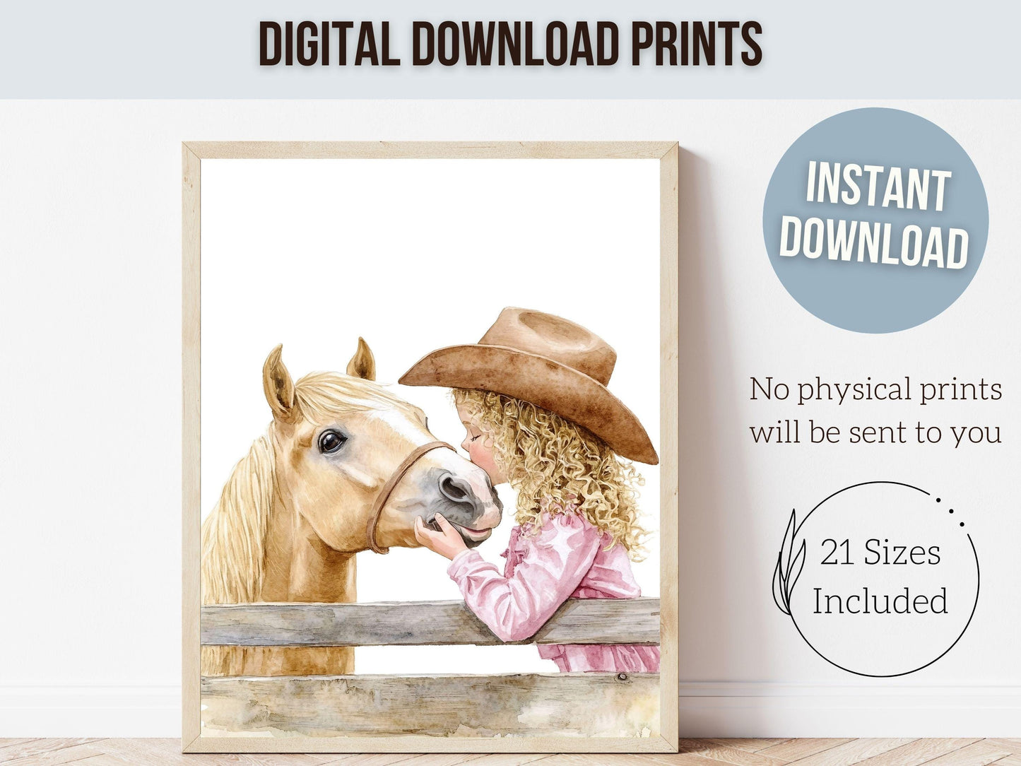 Horse Print, Cowgirl Nursery Print, Cowgirl Nursery Decor, Baby Girl Western Nursery Decor, Girls Room Pink Horse Wall Art Digital Print