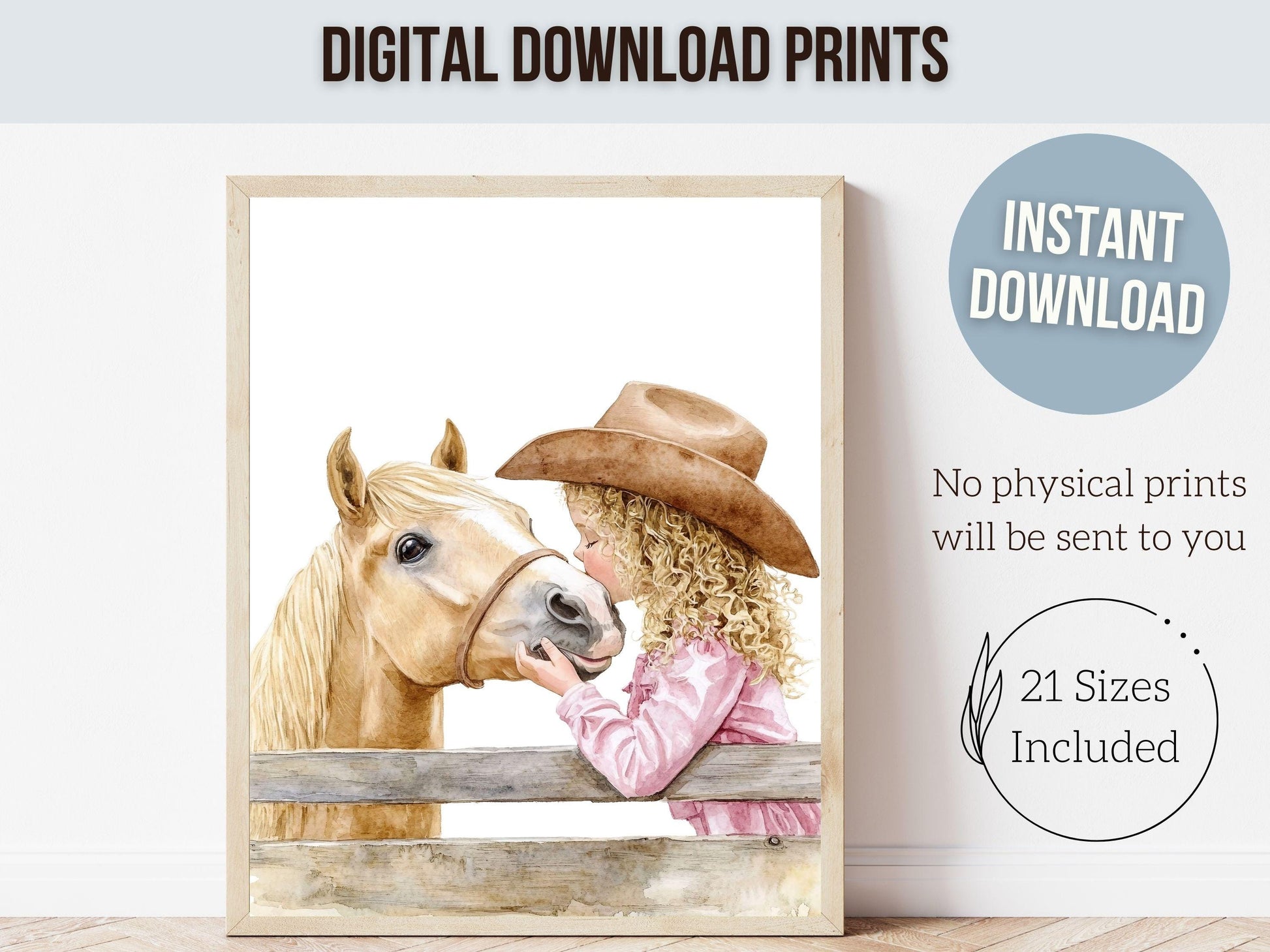 Horse Print, Cowgirl Nursery Print, Cowgirl Nursery Decor, Baby Girl Western Nursery Decor, Girls Room Pink Horse Wall Art Digital Print