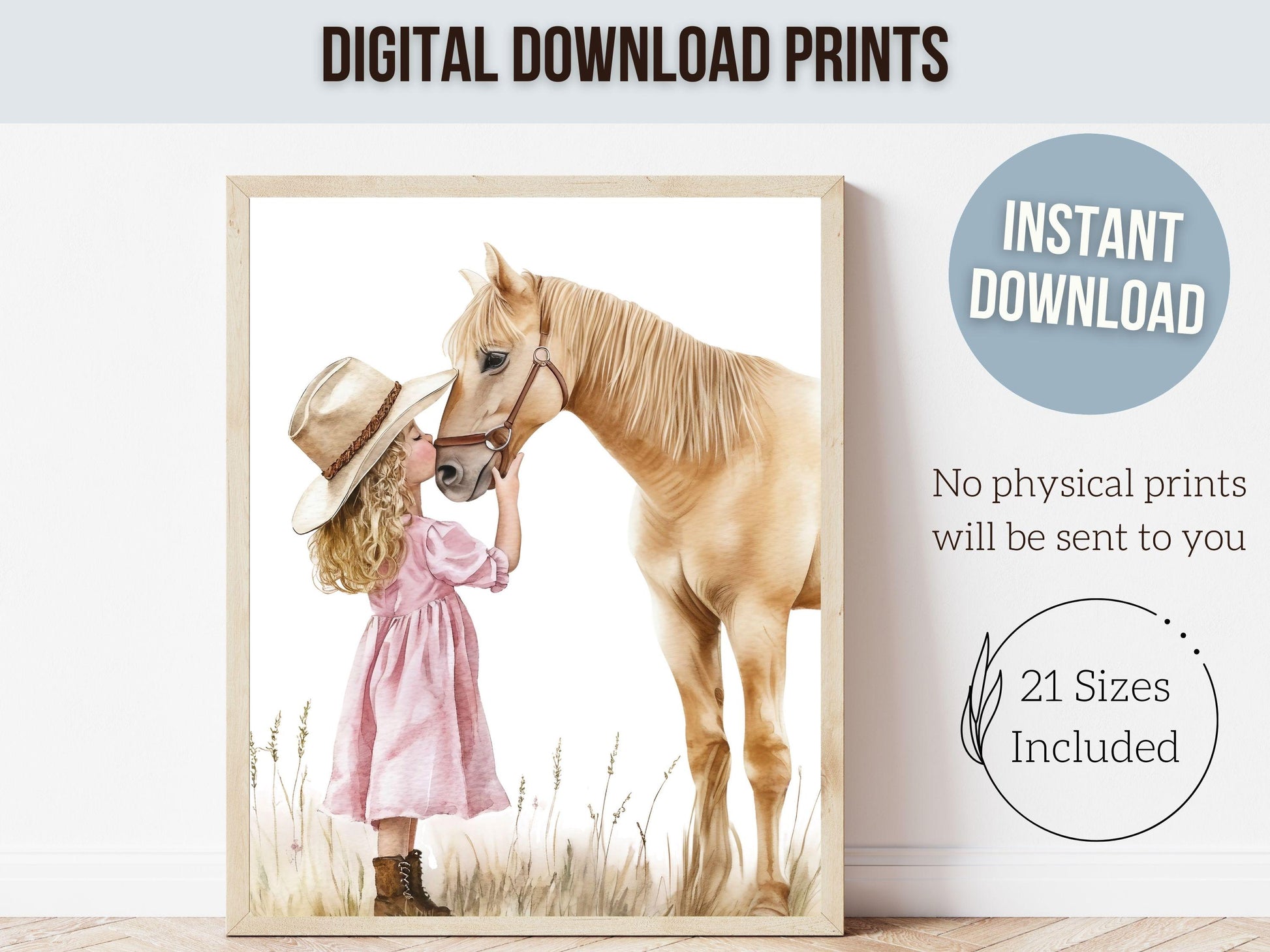 Horse Print, Cowgirl Nursery Print, Cowgirl Nursery Decor, Baby Girl Western Nursery Decor, Girls Room Pink Horse Wall Art Digital Print