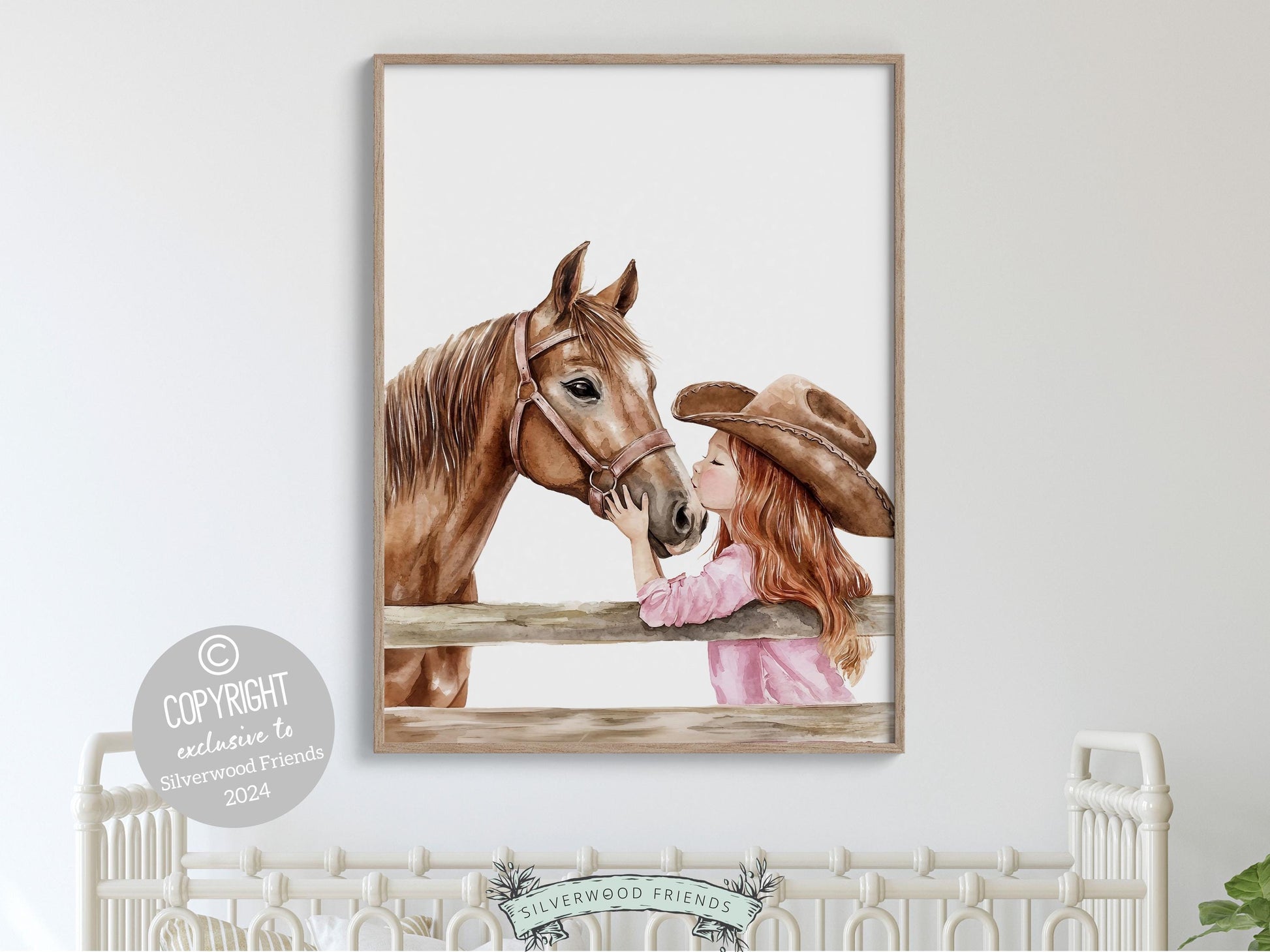 Cowgirl Nursery Print, Cowgirl Nursery Decor, Girls Western Nursery Decor, Red Hair Girl Horse Bedroom Horse Nursery Wall Art Digital Print