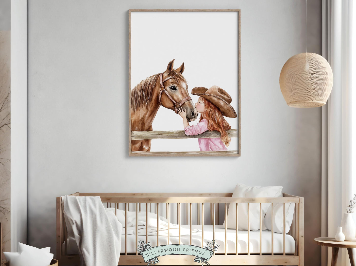 Cowgirl Nursery Print, Cowgirl Nursery Decor, Girls Western Nursery Decor, Red Hair Girl Horse Bedroom Horse Nursery Wall Art Digital Print