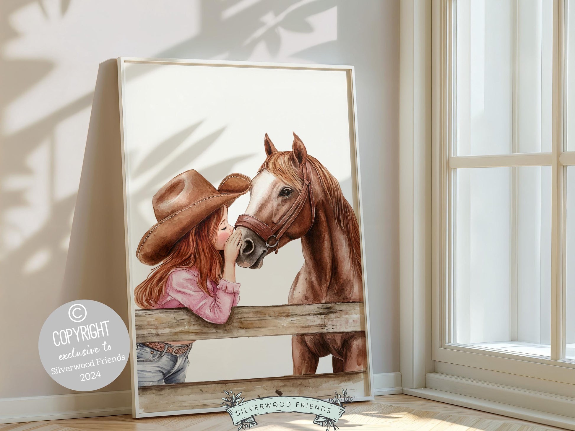 Cowgirl Nursery Print, Cowgirl Nursery Decor, Girls Western Nursery Decor, Red Hair Girl Horse Bedroom Horse Nursery Wall Art Digital Print