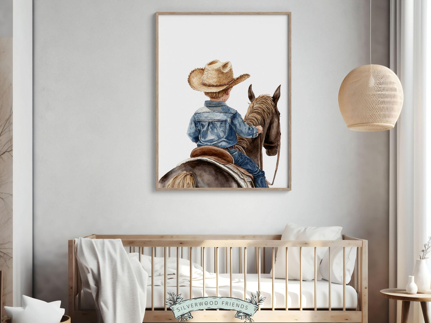 Cowboy Nursery Print, Cowboy Nursery Decor, Baby Boy Western Nursery Decor,Little Boy Cowboy Hat Horse Riding Nursery Wall Art Digital Print